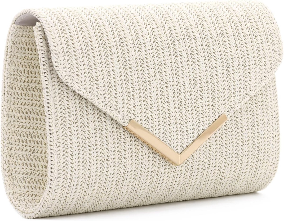 Dames Stro Clutch Tas - Geweven Strand Handtas - Ideaal voor Bruiloft of Feest - ShopVlot