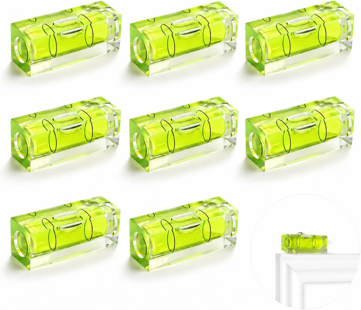 Pack of 8 Mini Spirit Level 15 x 15 x 40 mm Acrylic Mini Spirit Level Small Spirit Level Square High Precision for - ShopVlot