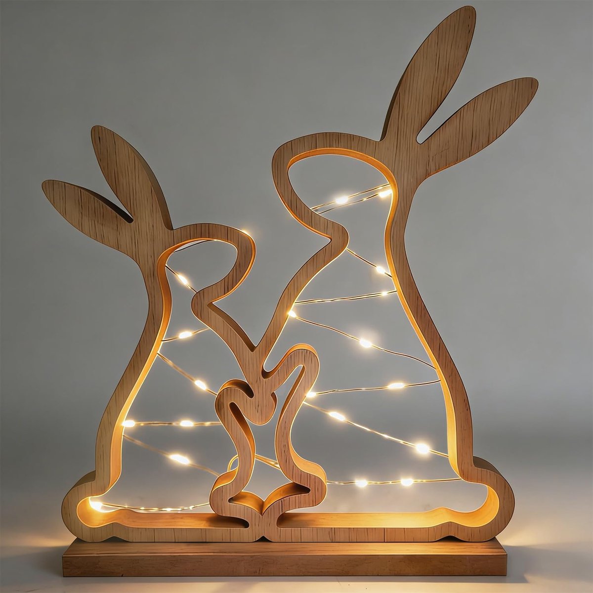 LUKIUP Led-paashaas, hout, moderne paasdecoratie van hout - ShopVlot