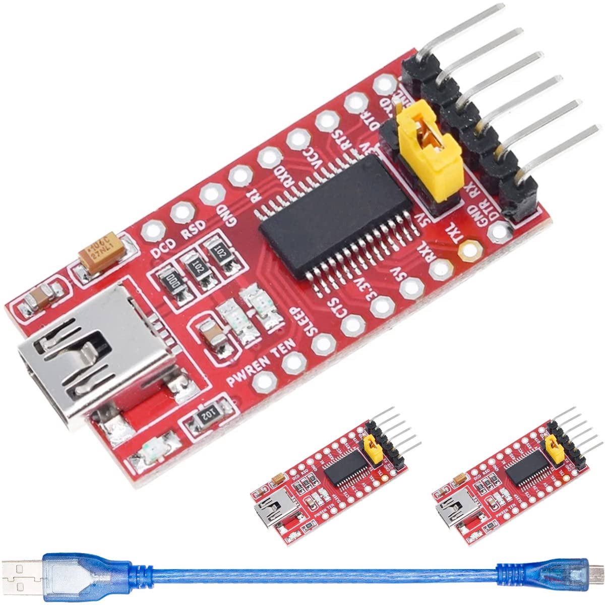 FT232RL USB to TTL Serial Adapter Module, Serial Converter, Mini USB Interface, Support 3.3V 5.5V, Stable Performance - ShopVlot