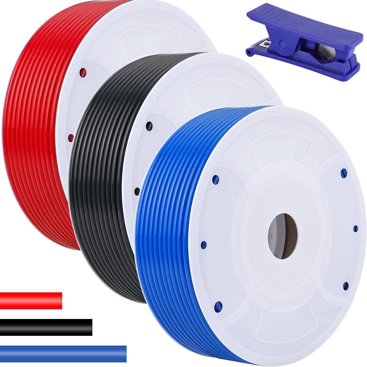Pneumatic PU Hose, PU Pneumatic Polyurethane Pun Hose, External 10mm x Internal 6.5mm 6m (Blue, Black and Red, 2m - ShopVlot