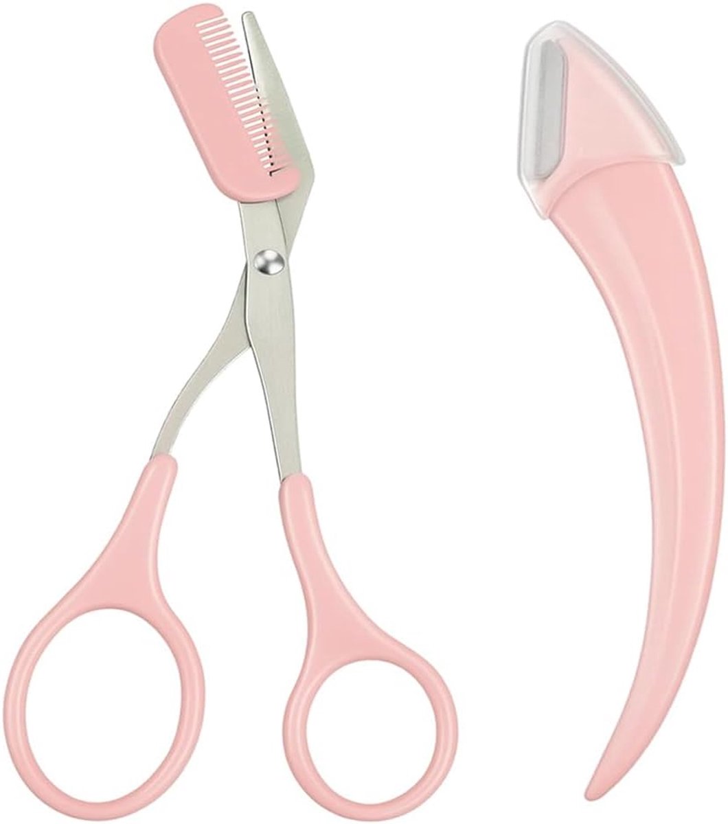 2 Pezzi Kit Per La Depilazione Delle Sopracciglia 2 In 1 Rasoio E Forbicin Per Sopracciglia Con Pettine Per - ShopVlot