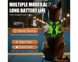 Gadgetzan® Hondenharnas LED Y-Tuig – Oplaadbaar Lichtgevend Hondentuig – No Pull – Verstelbaar – Voor Kleine, Middelgrote en Grote Honden - Maat XL - Zwart
