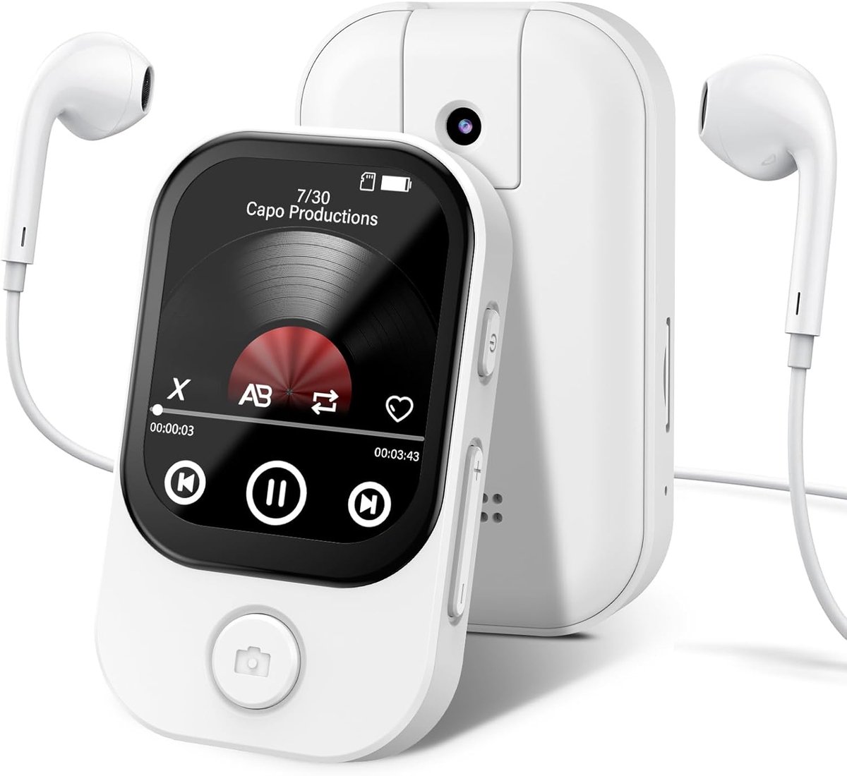 MP3 Player 64GB Bluetooth 5.4 with 180° Flip Camera RWSRW Mini Music Player HD Speaker FM Radio Photo Album Ideal - ShopVlot