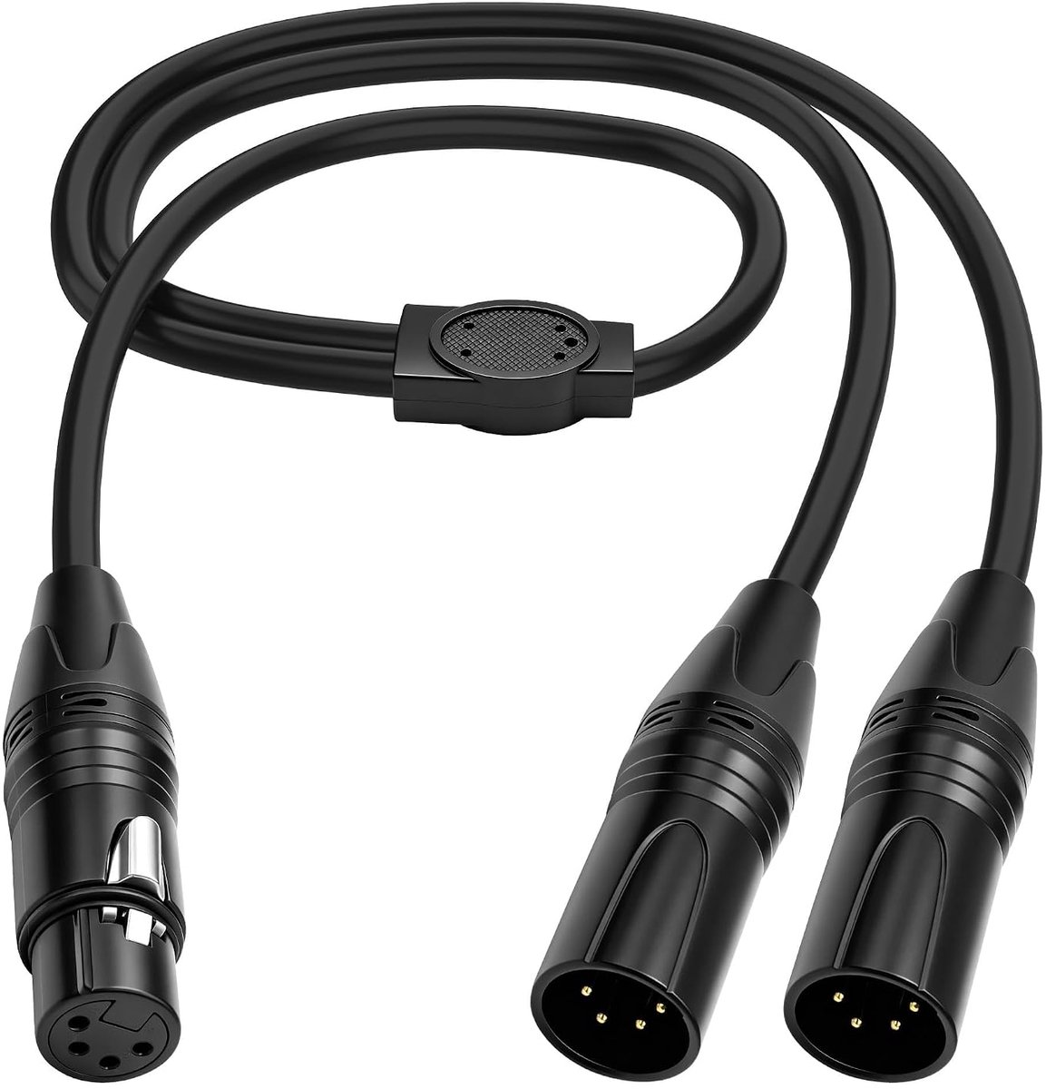 XMSJSIY 4-pins XLR-bus naar 2 stekkers Y-splitterkabel - 4-pins XLR patch gebalanceerde microfoon audiokabel voor - ShopVlot