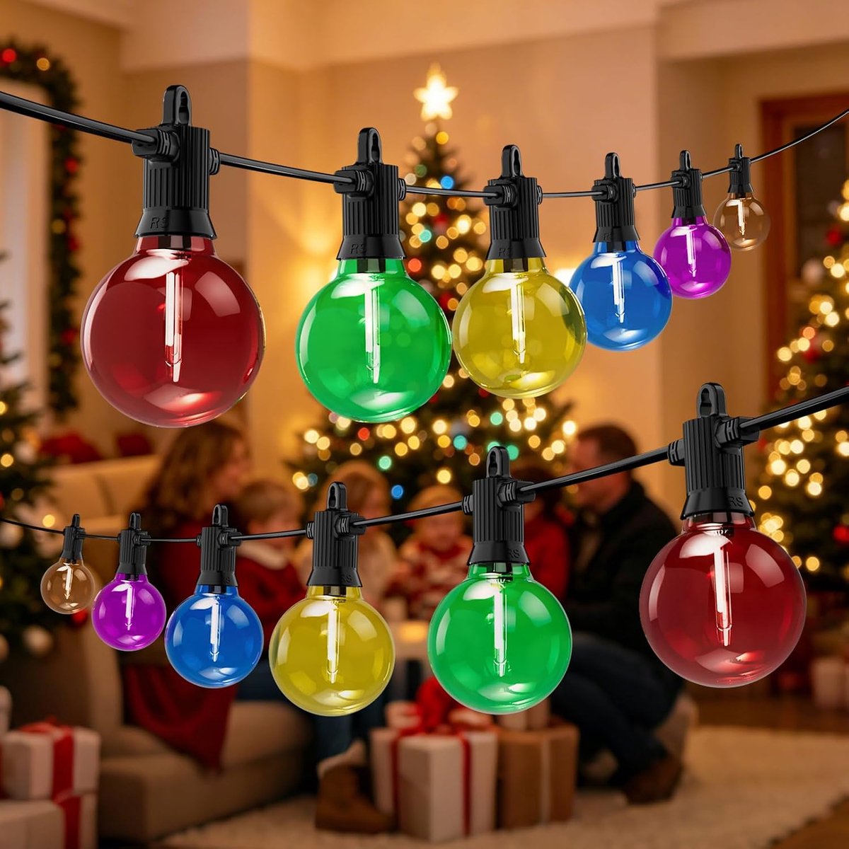 Kawaya 60 m kleurrijke led-lichtketting voor buiten, stroomwerkende weerbestendige lichtketting, onbreekbaar - ShopVlot