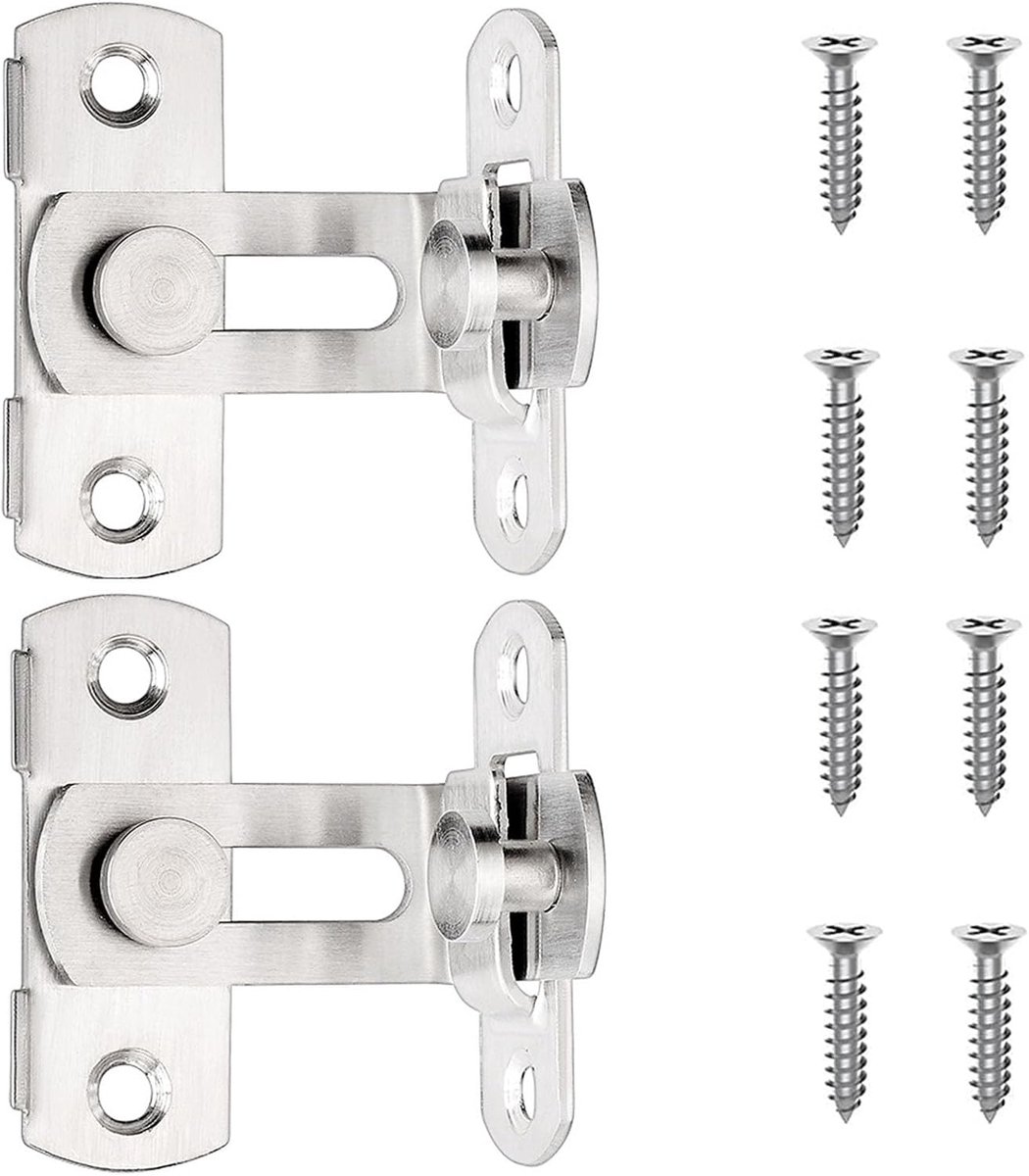 90 Degree Rotatable Sliding Door Lock, Swing Door Sliding Latch Stainless Steel Door Bolt Closure Right Angle Curved - ShopVlot