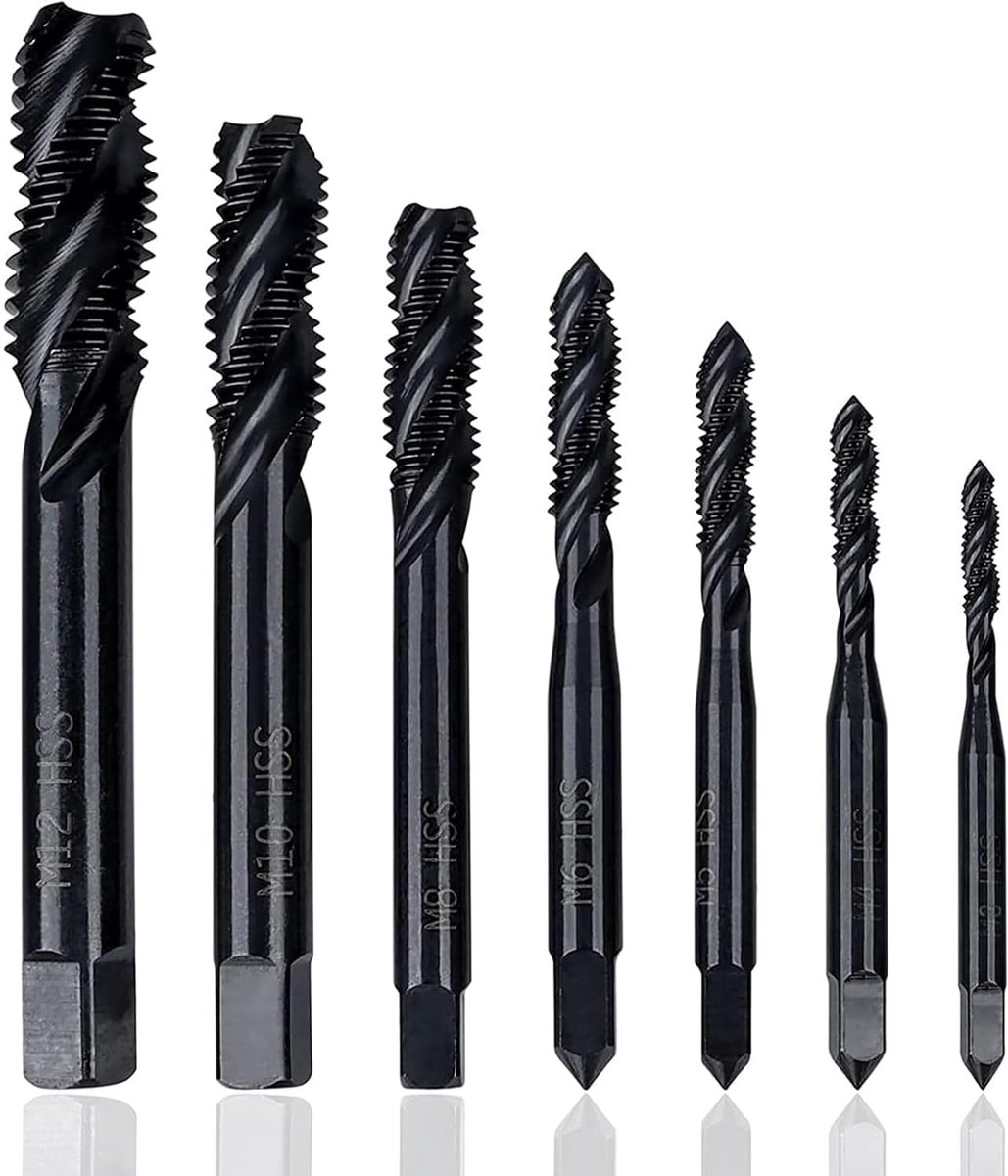 7pcs nitride break screw thread drill M3 M4 M5 M6 M8 M10 M12 metric machine point whistle HSS 6542 wood tools metal - ShopVlot