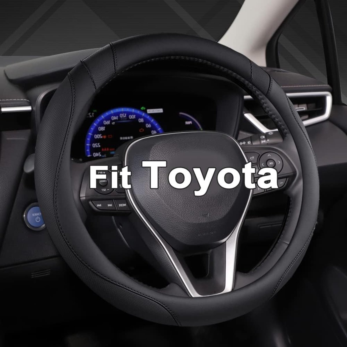 GIANT PANDA PU Leather Steering Wheel Cover, Compatible with Toyota Round Steering Wheels – Czarny - ShopVlot