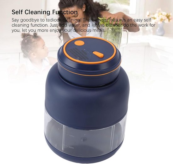 Portable Blenders Handheld Fruit Mixer USB Rechargeable Personal Blender Juicer Cup Leakproof Powerful Mixing (Blue) - ShopVlot — afbeelding 3