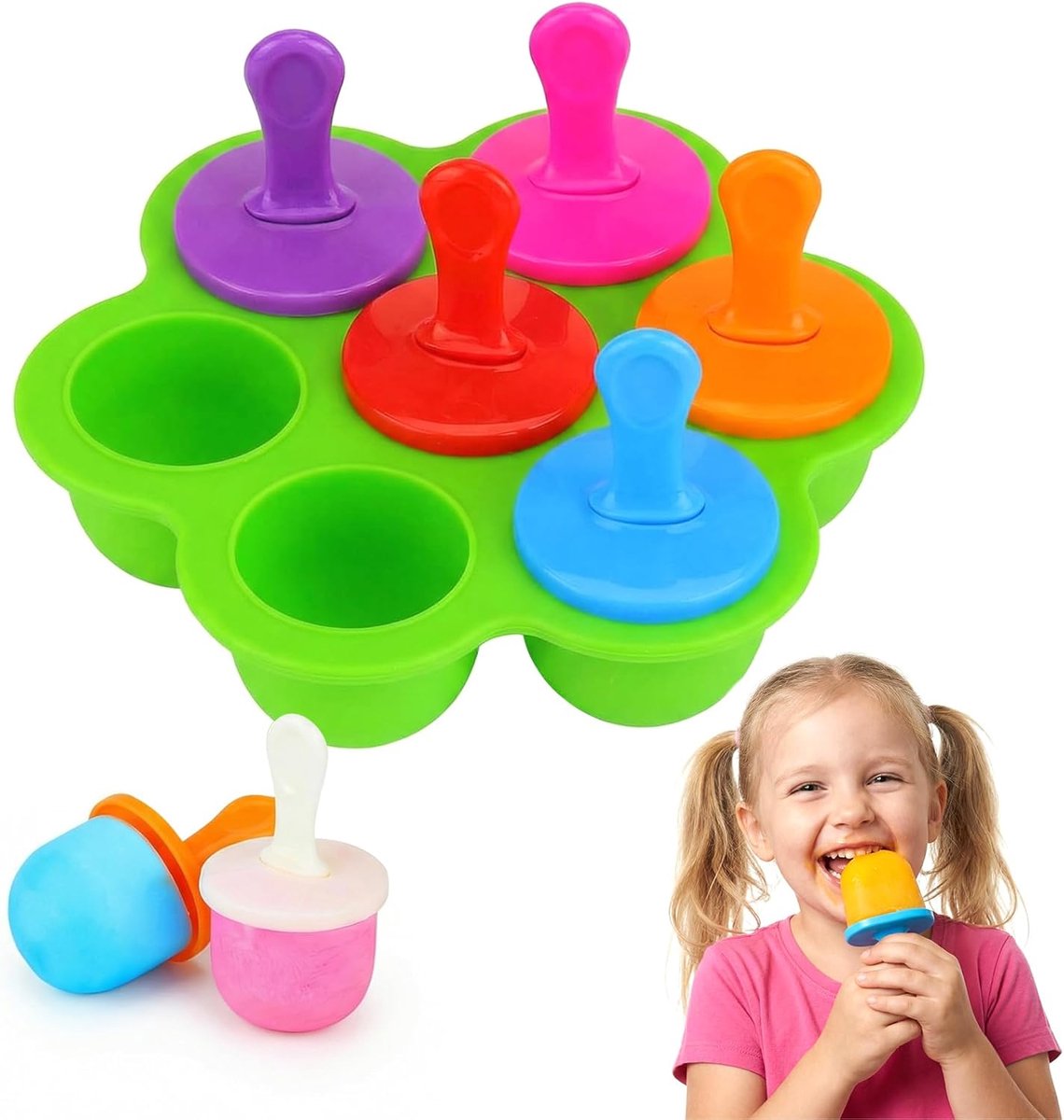 IJsvorm van siliconen, ijsvorm, ijsvorm voor baby's, mini-ijsvormen, herbruikbaar, BPA-vrij, voor ijslolly's, ijs - ShopVlot