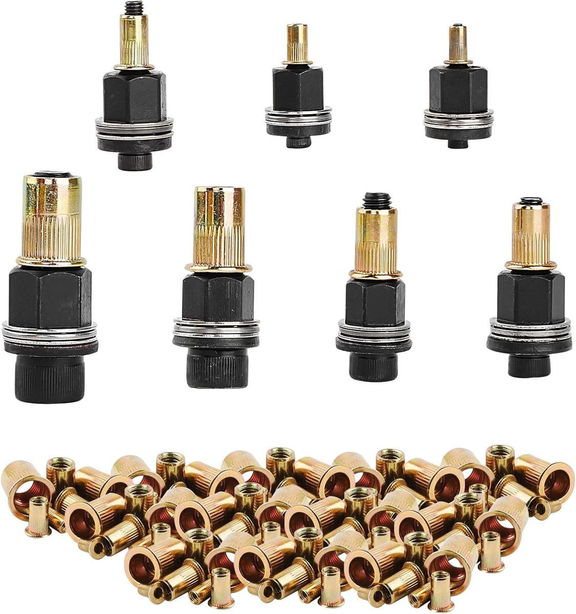 7 Pcs Rivet Nut Set Thread Rivets for M3 M4 M5 M6 M8 M10 M12 Rivet Pliers Push Nuts Rivet Nuts Rivet Nuts with 70pcs - ShopVlot