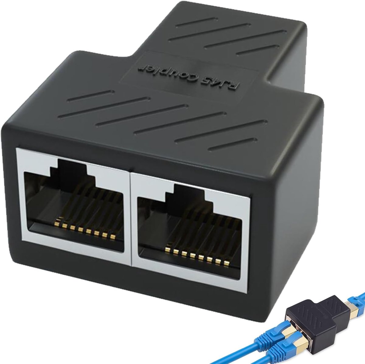 Dual Ethernet Socket, 1 Pack, RJ45, RJ45, Splitter RJ45, Simultaneous Access Adapter, 1 to 2 Ports, Link to LAN - ShopVlot