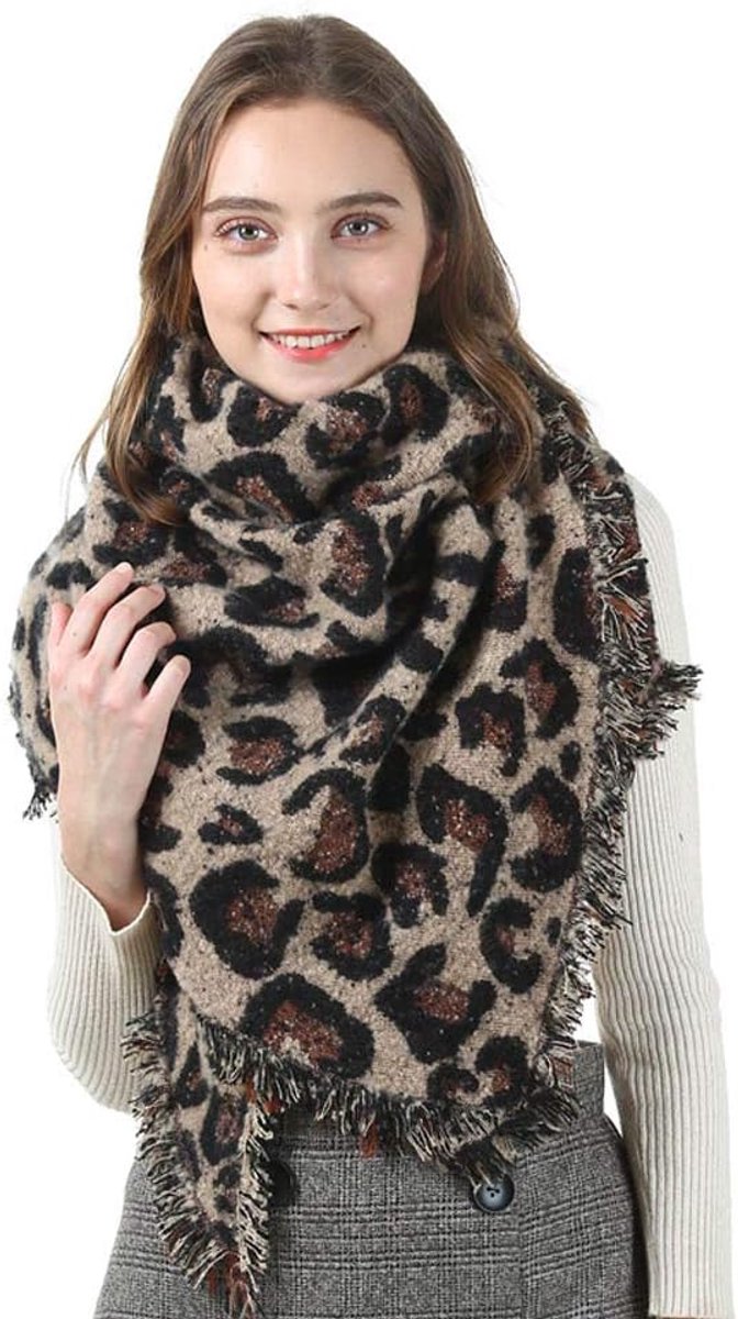 MAKFORT Women Autumn Winter Scarf Imitation Cashmere Leopard Neckerchiefs Triangle Towel, T-11, One Size, T-11, One - ShopVlot