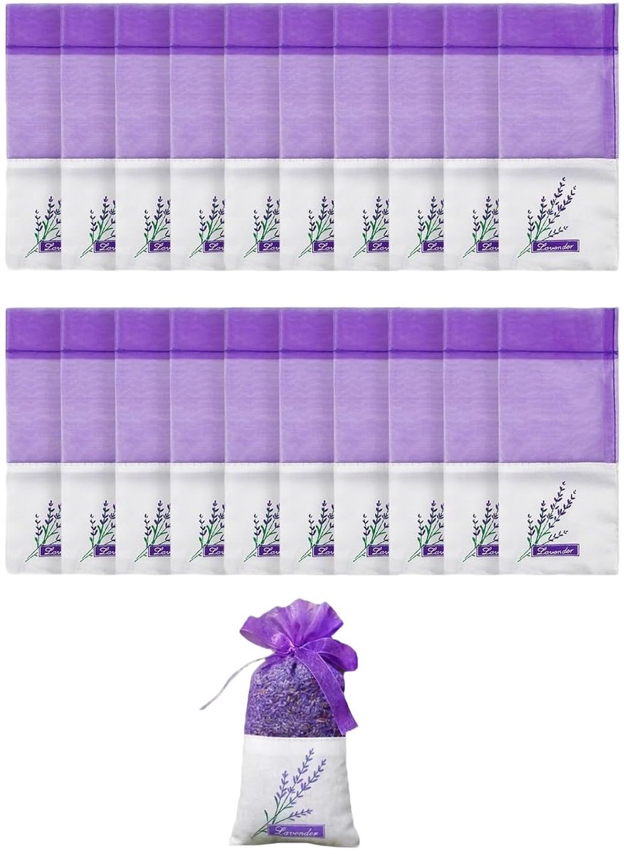 Solidchoice - Set van 20 Lege Organza Zakjes met Ribbons in Paars