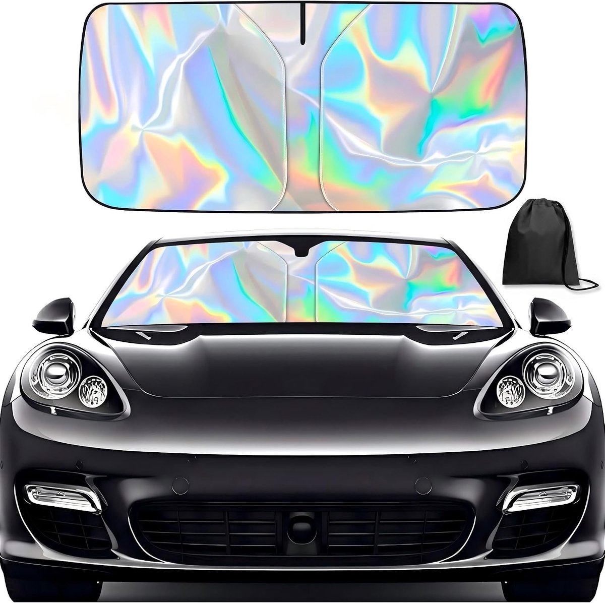 Autovoorruit zonnescherm 140x70cm - laser titanium zilver - UPF90+ zonbescherming - 99,9% UVA/UVB blokkering - ShopVlot