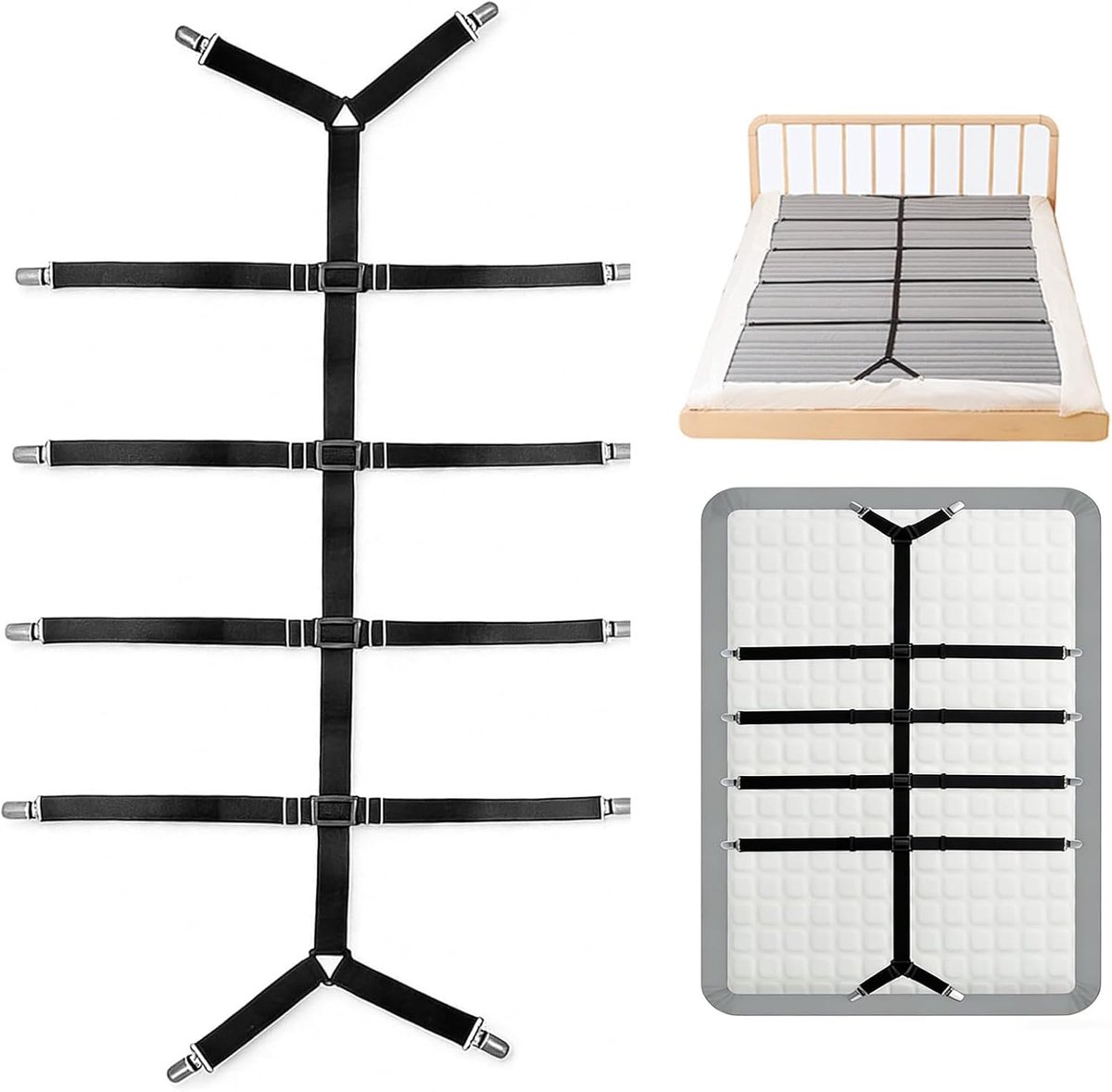 Bedlakenspanner verstelbaar 61-258 cm - spanband voor beddengoed - sterke elasticiteit - ideale fixatie - ShopVlot