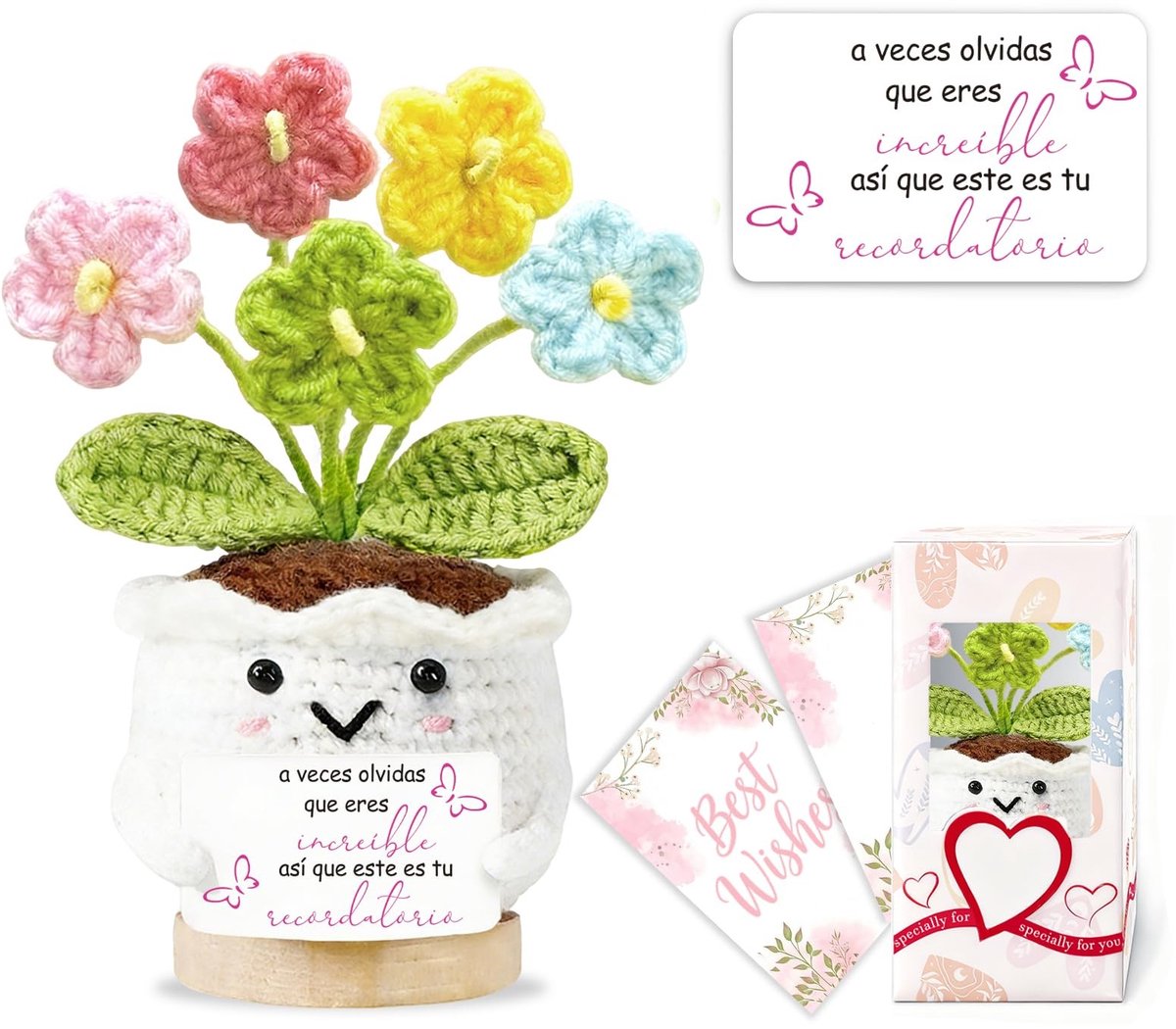 Solidchoice - Handgemaakte Haakbloemen met Kaart en Doos