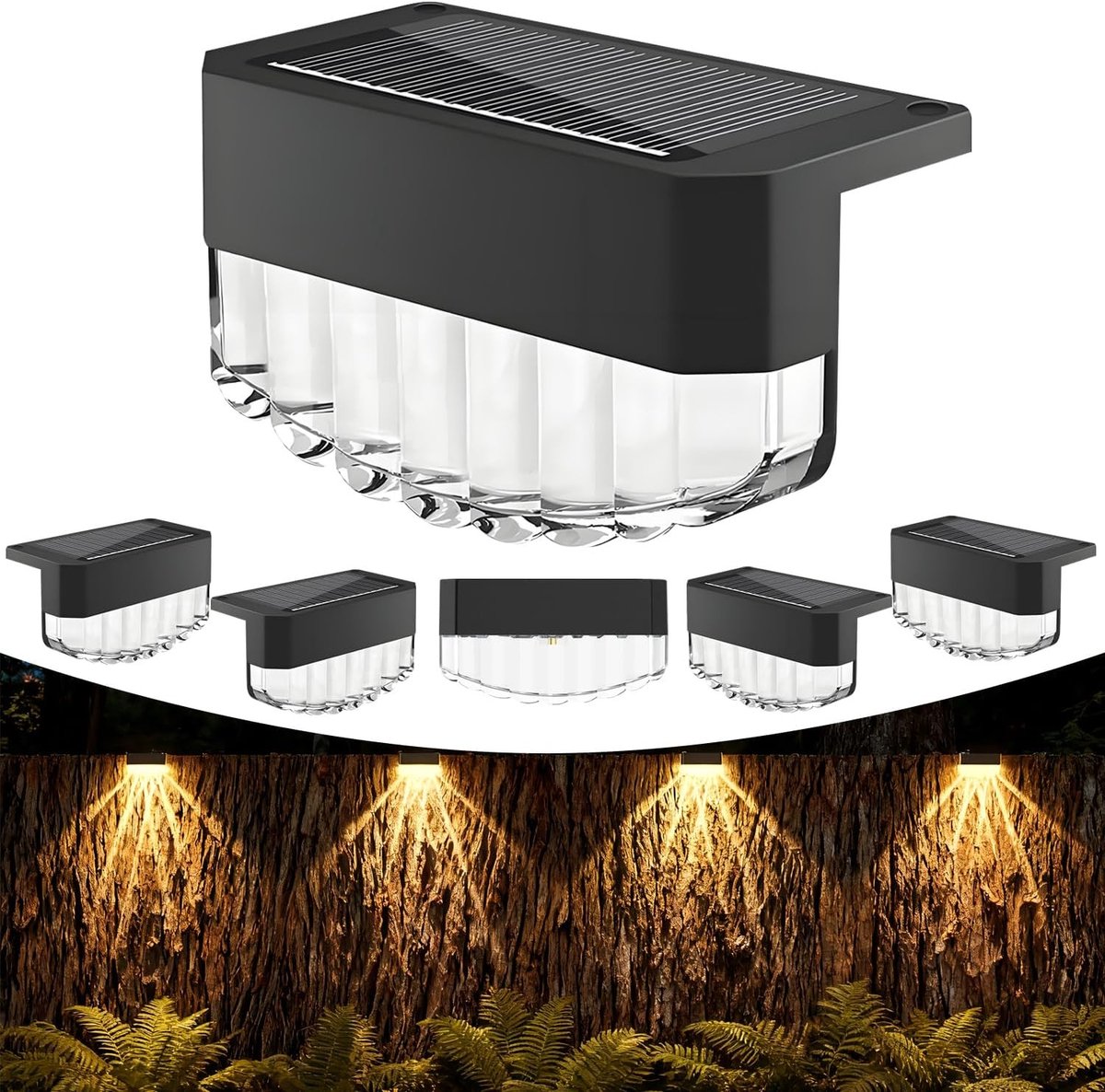 Zonnelampen voor Buiten - Zwart - Set van 6 - IP65 Waterdichte Led Tuinverlichting op Zonne-energie - Voor Terras en Tuin
