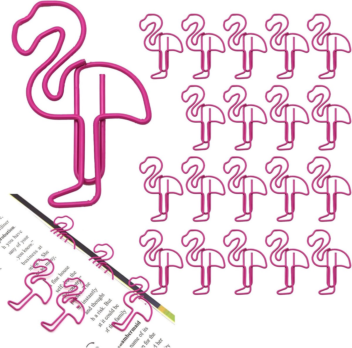 Kantoorklemmen 20 stuks - flamingo diervormige clips - roze metaal - voor vrolijke organisatie - ShopVlot