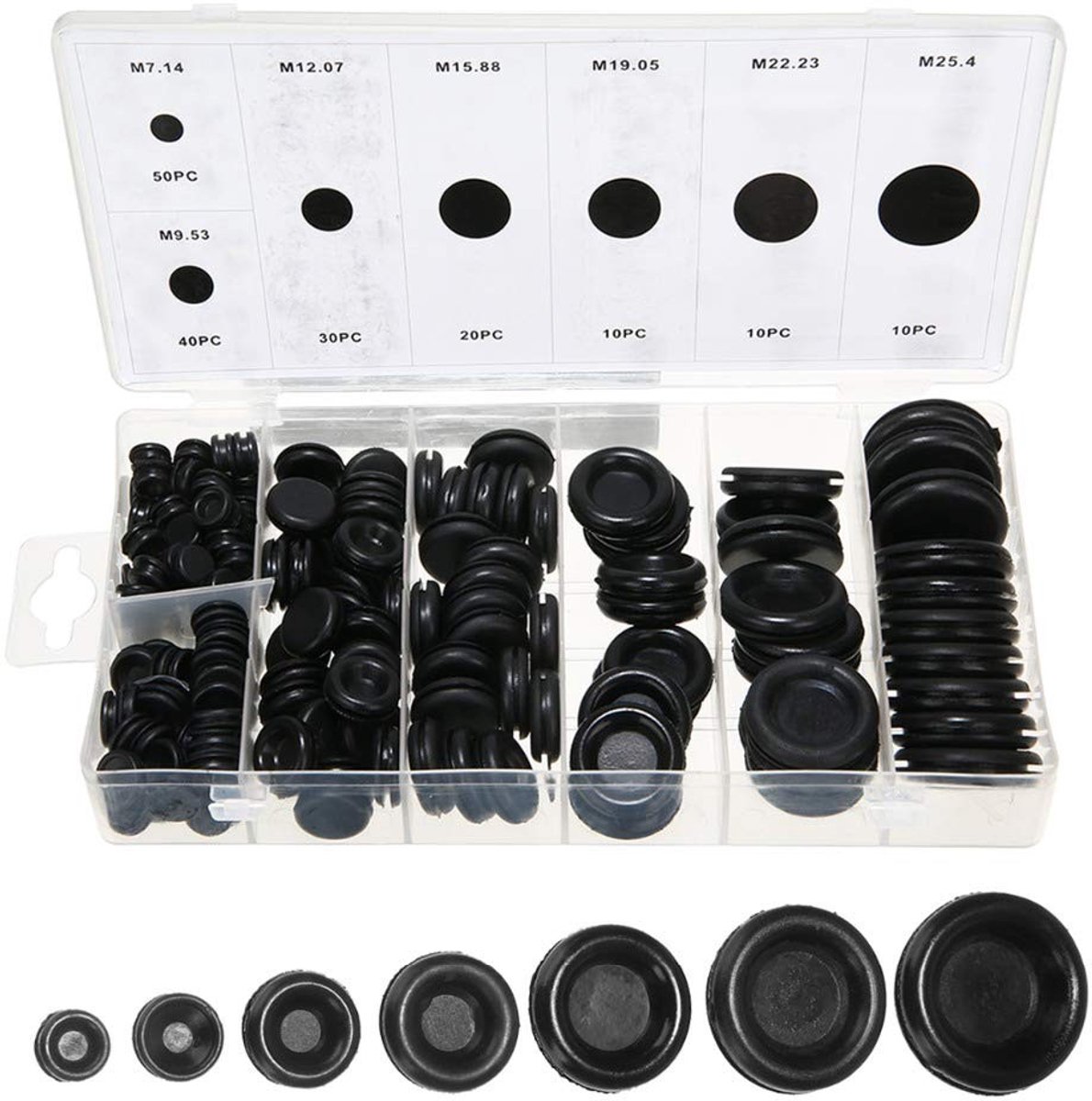 170 Stuks Rubber Grommets Set voor Elektrische Kabels, Wanddoorvoeren en Dichtingen