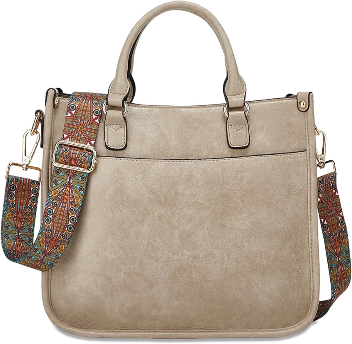 Schoudertas Dames - PU Leer - Verstelbare Geometrische Schouderband - Ruim voor Werk - ShopVlot