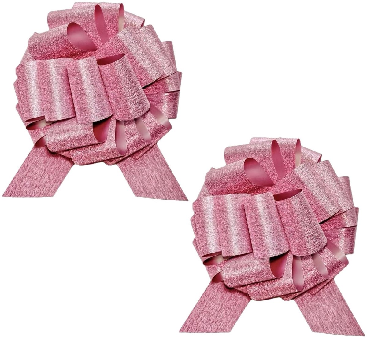 SnelShoppen - 2-delige set XXL cadeaustrikken met brushed glitter in roze, waterbestendig en scheurvast, perfect voor cadeauverpakking, decoratie, fee