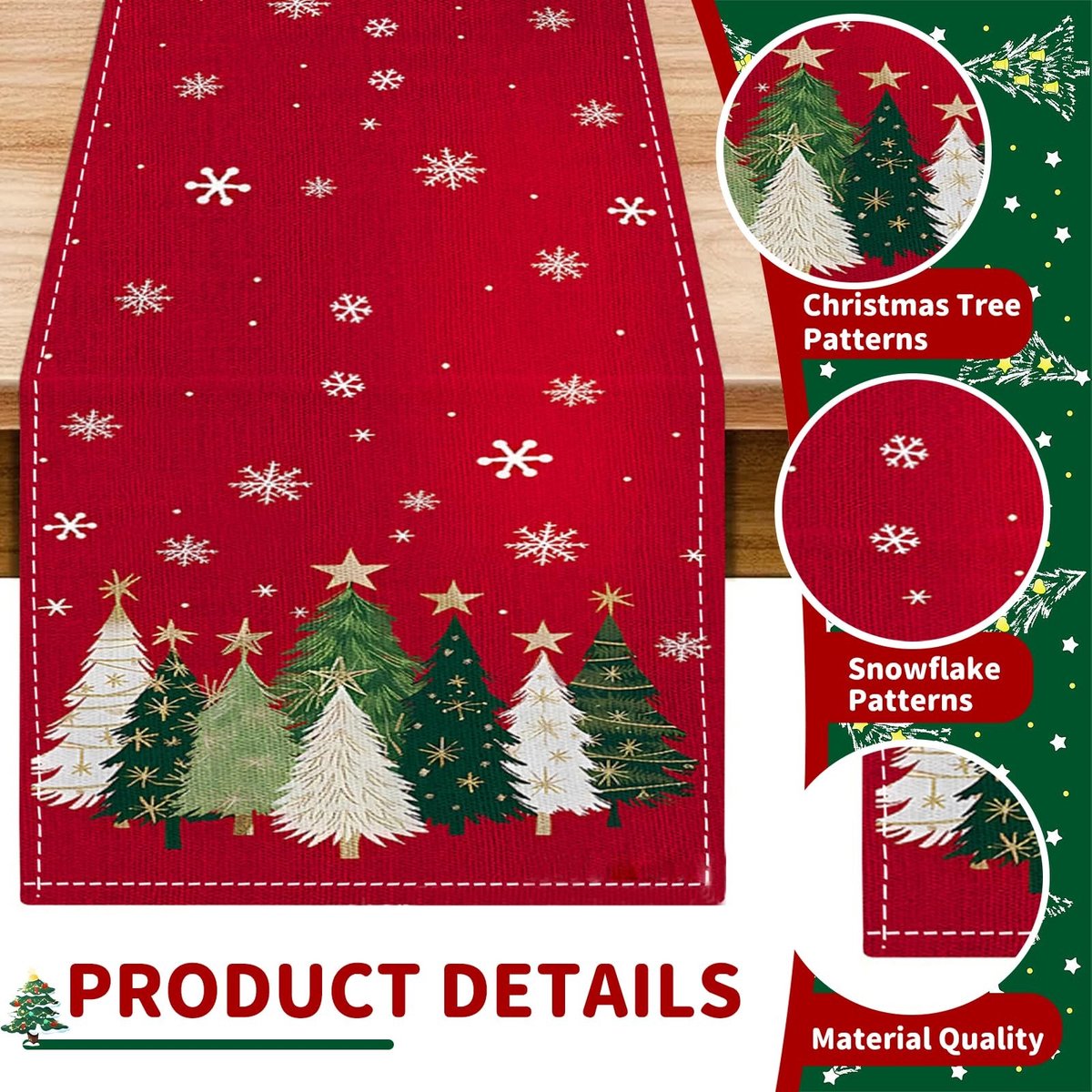 Solidchoice - Kerst Tafelkleed met Bomen en Sneeuwvlokken