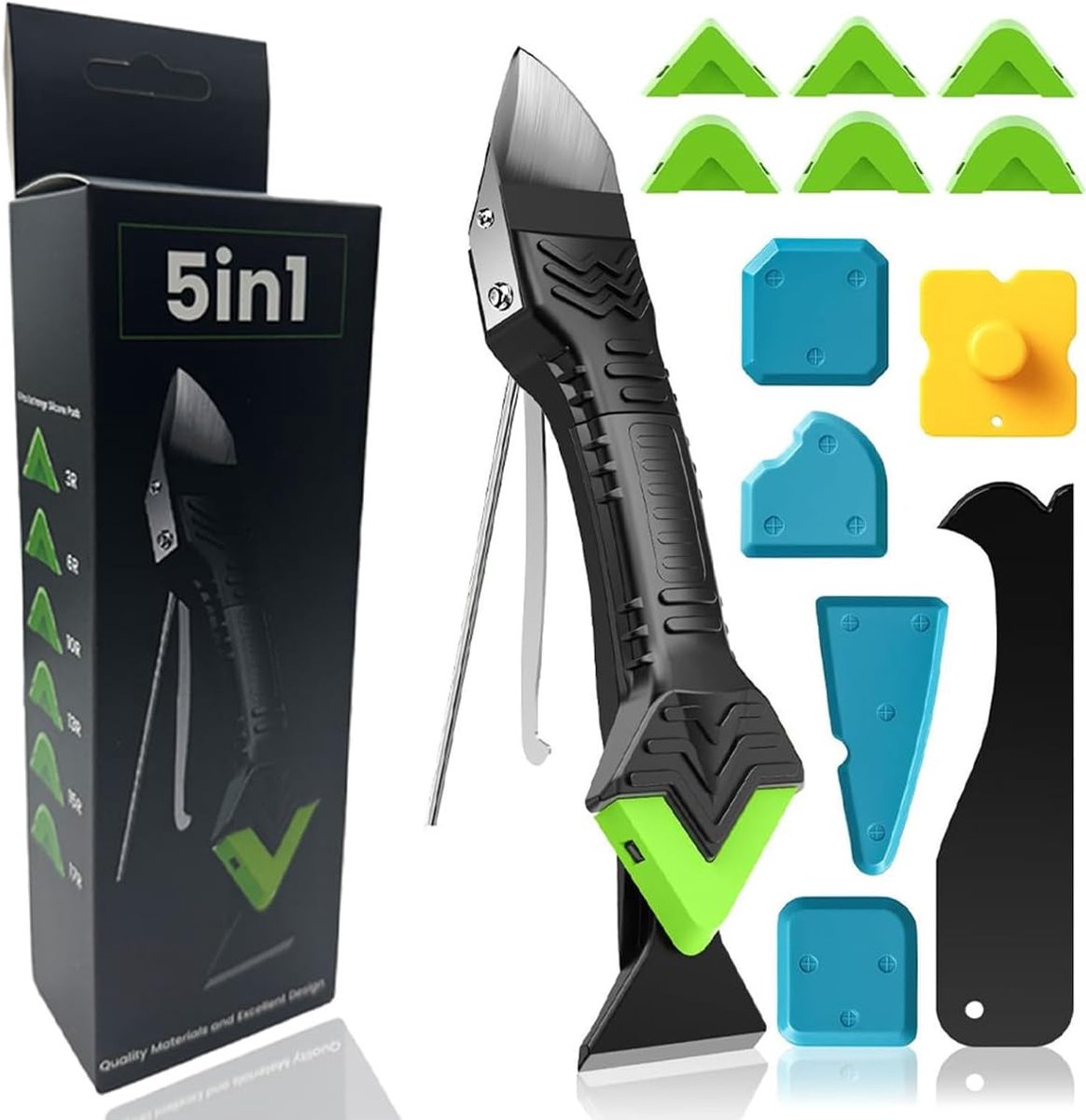 Siliconen verwijderaar 5-in-1 - Gereedschapsset - 6 verwisselbare pads - Perfect voor voegen - ShopVlot