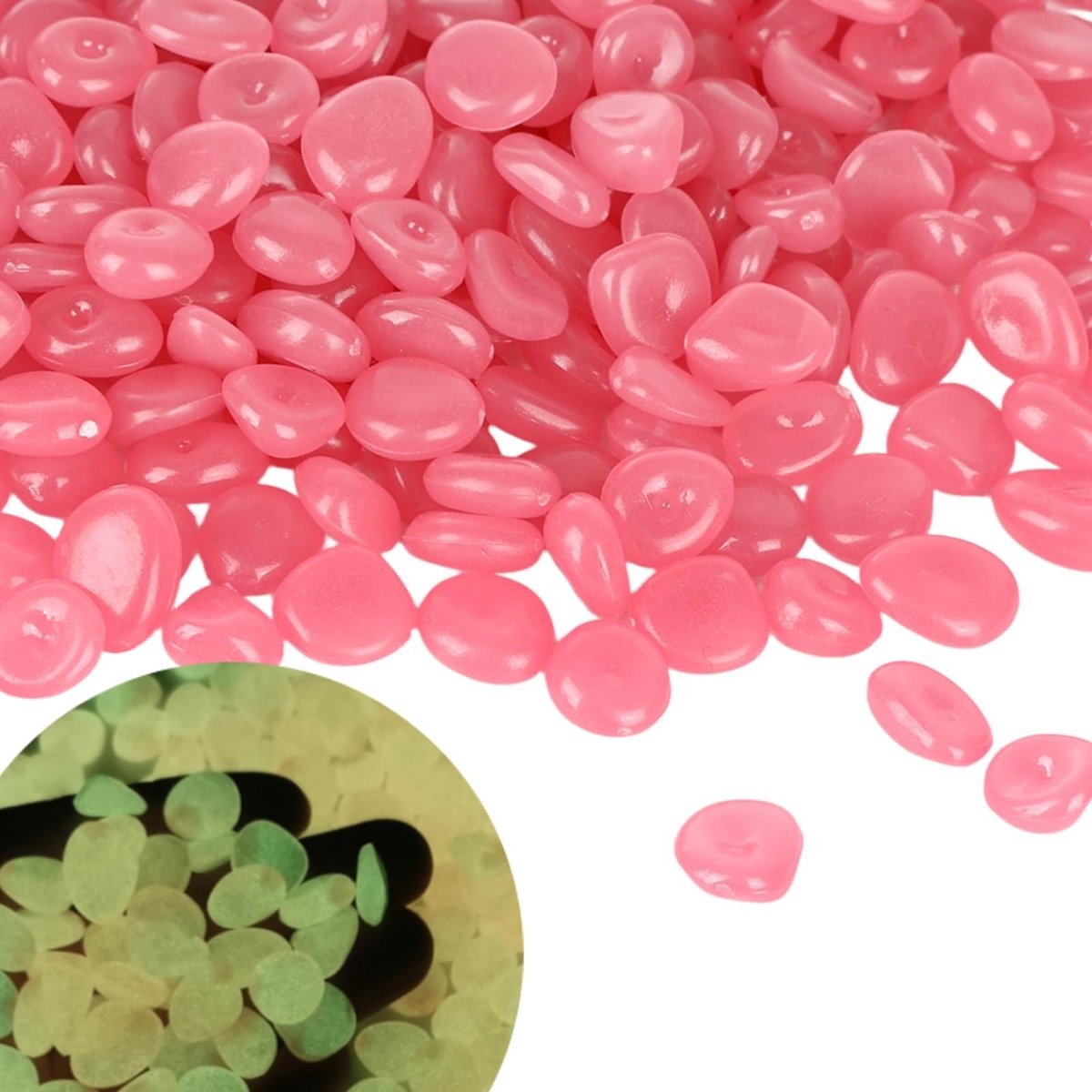 300 Stuks Roze Lichtgevende Steentjes voor Tuin en Decoratie