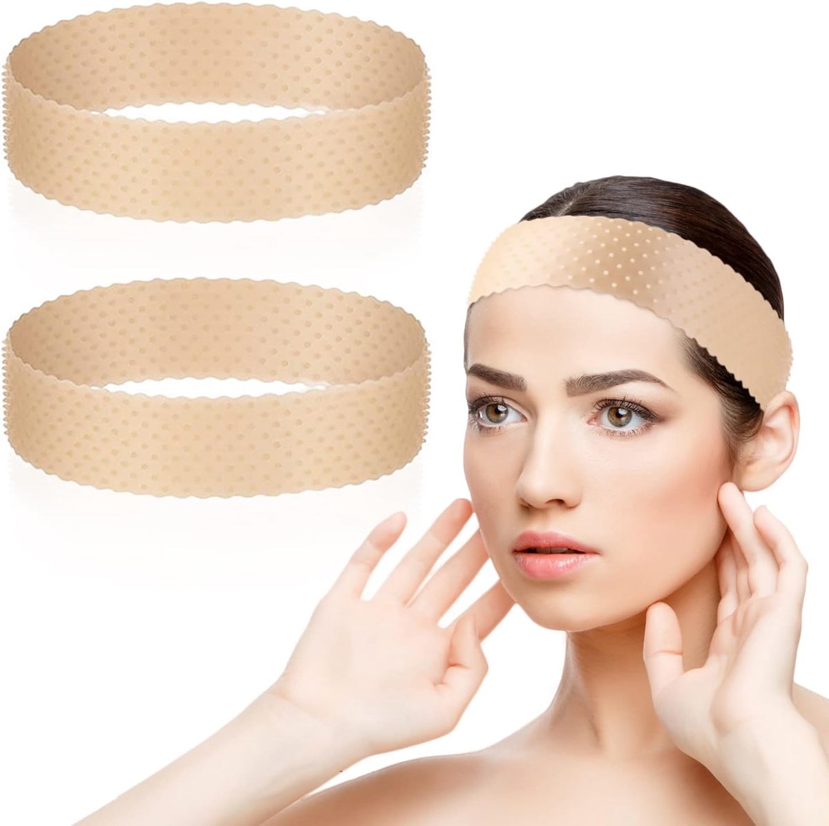 SnelShoppen - 2 Stuks Transparante Verstelbare Silicone Anti-Slip Haarstuk Grip Band - Bevestigt Haarstuk Veilig en Comfortabel