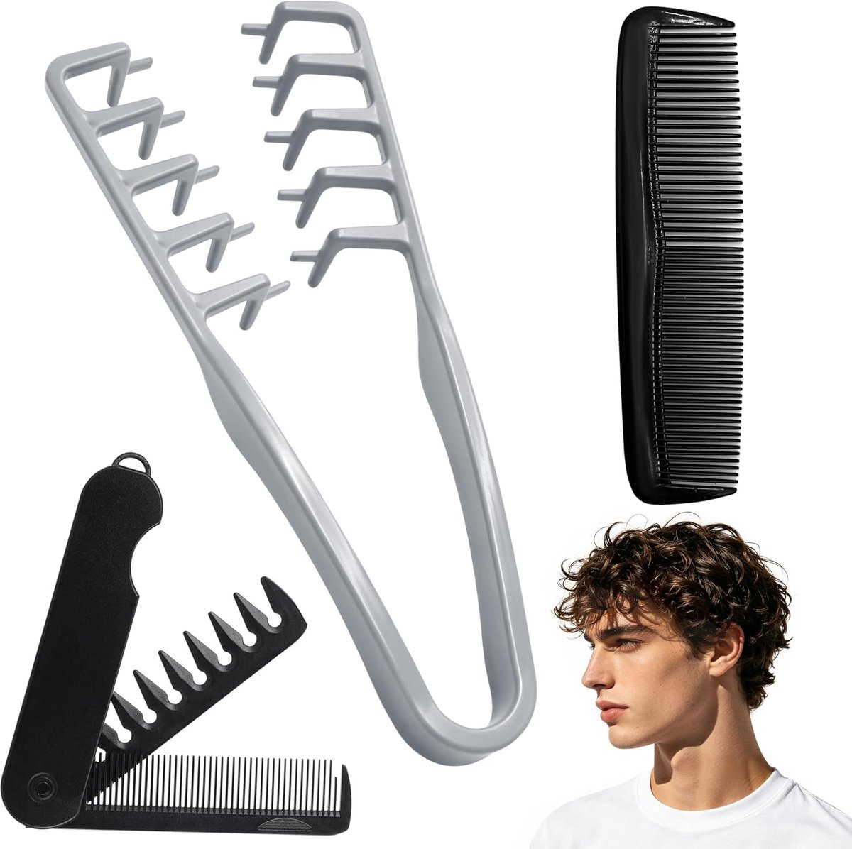 Haar kam set 3 stuks - veelzijdig ontwerp - ABS materiaal - geschikt voor krullend, steil en dik haar - ShopVlot
