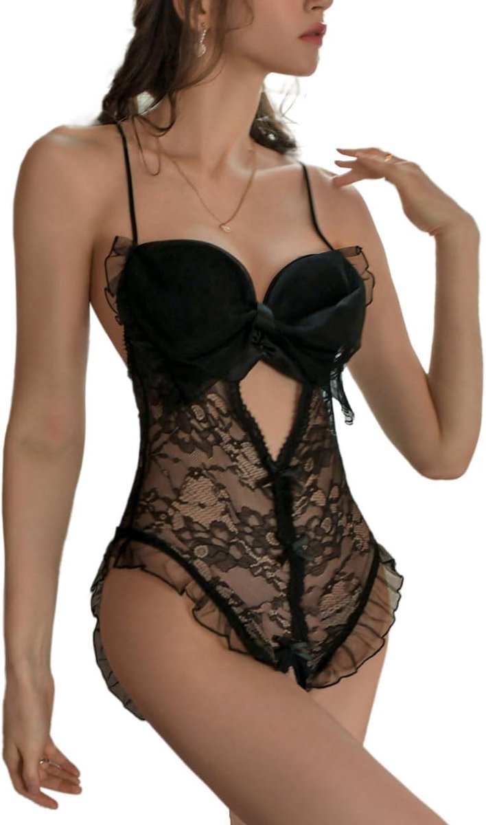 Damesondergoedset - sexy strik - kant - transparant - verleidelijk voor elke gelegenheid - ShopVlot