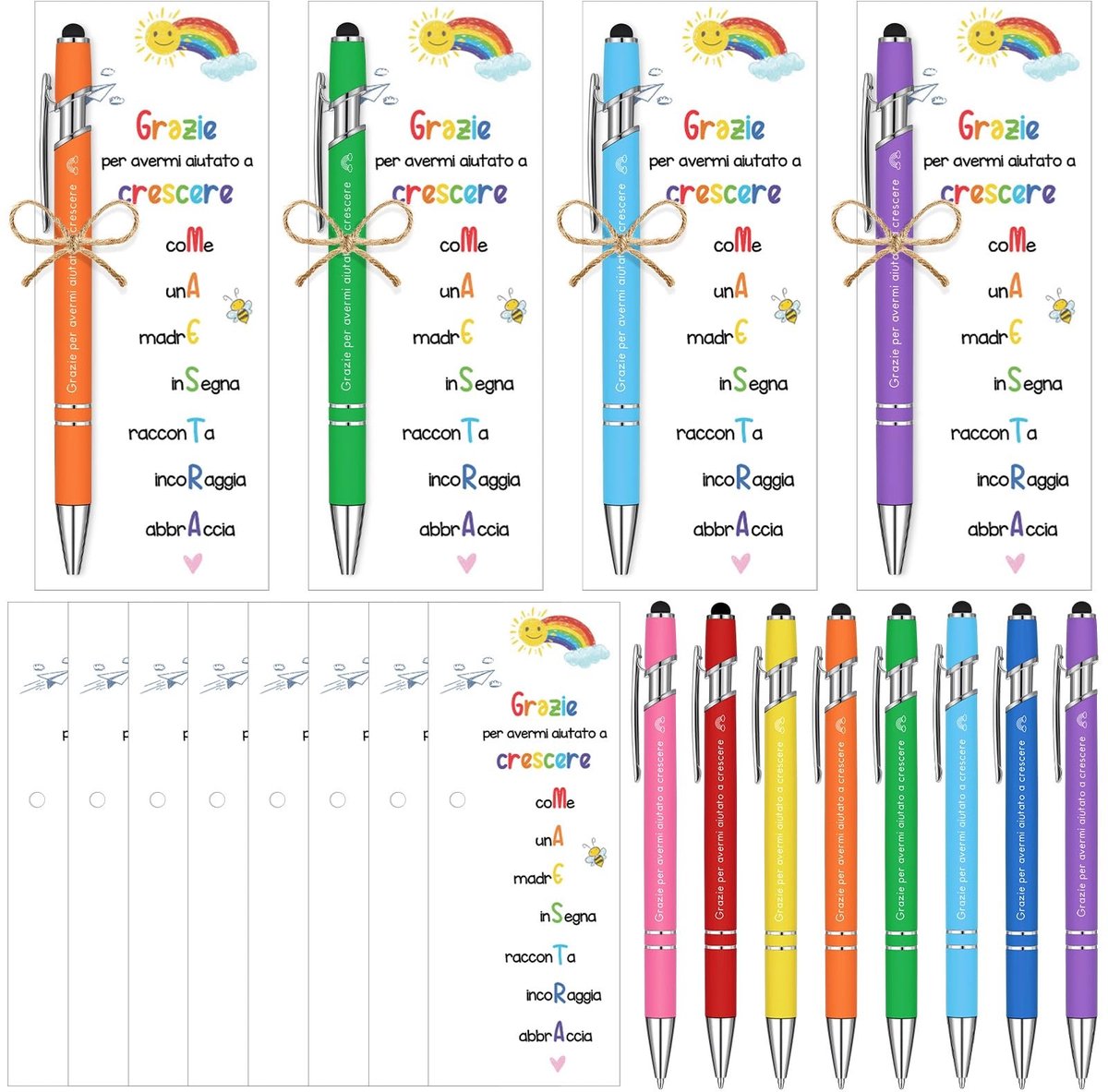 Solidchoice - Cadeauset voor Leerkrachten met Boekenleggers en Balpennen, 8 Stuks