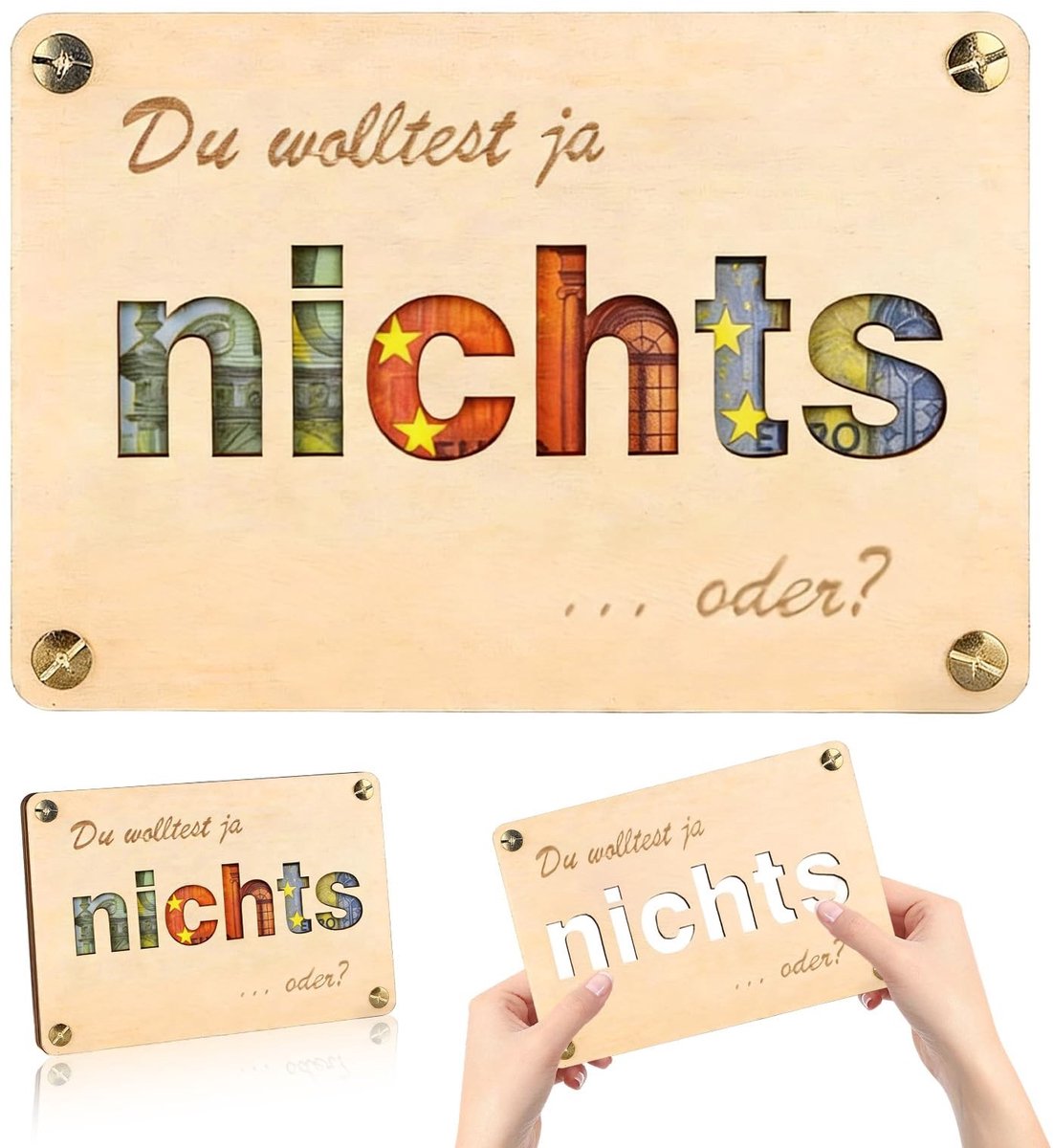 Solidchoice - Grappige Houten Geldgeschenk Wenskaart