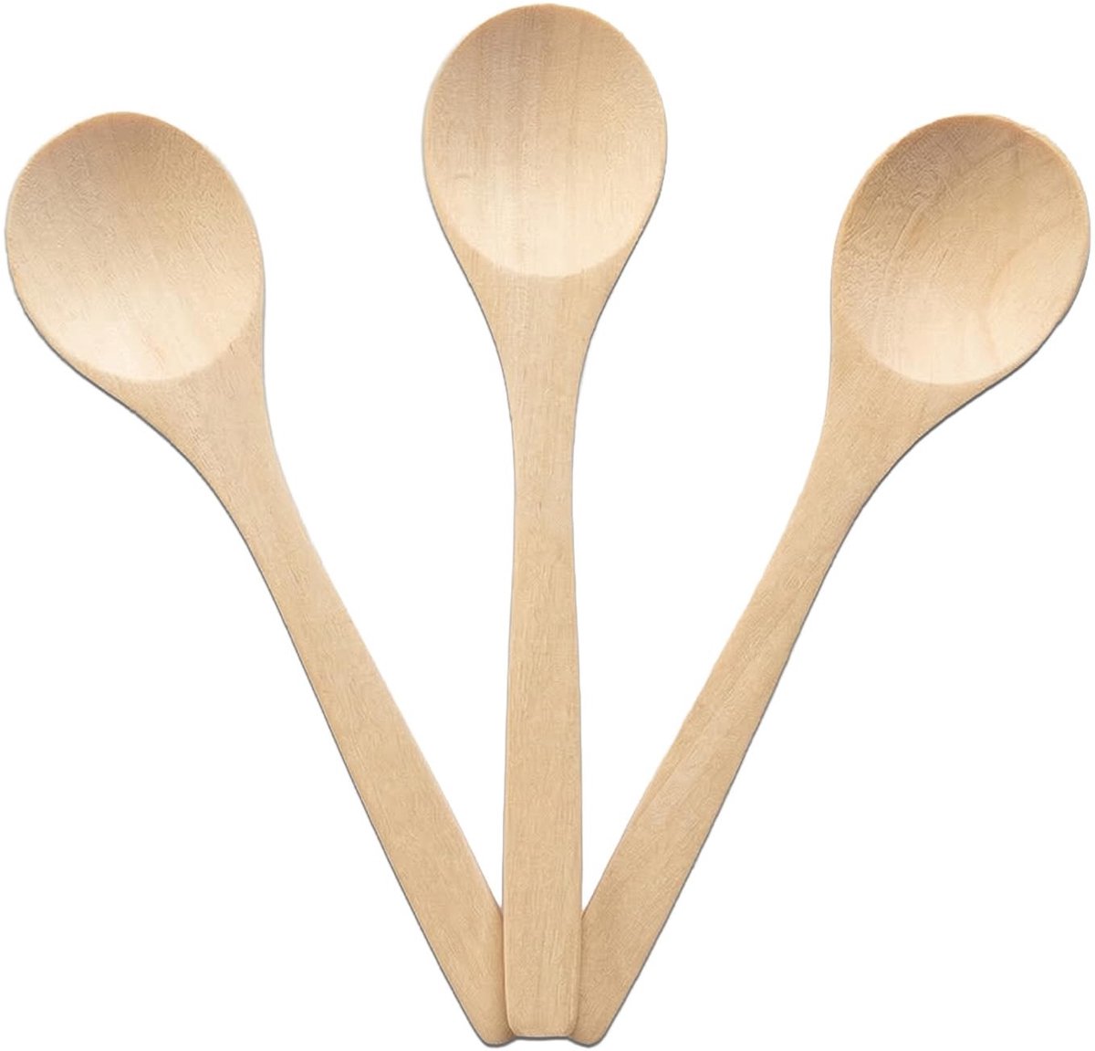 Solidchoice - Set van 3 Theelepels van Natuurlijk Hout
