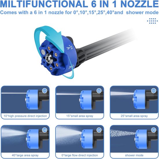 Draadloze hogedrukreiniger 725 PSI - 2 accu's - 10 m slang - ideaal voor auto- en tuinreiniging - ShopVlot — afbeelding 3