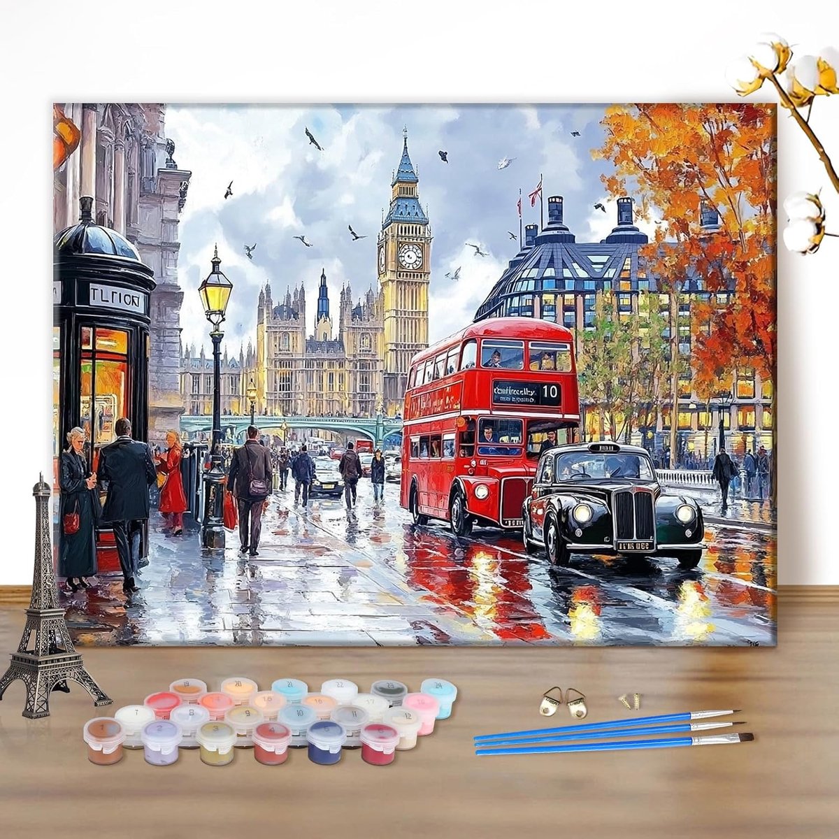 Schilderen op nummer - Londense stadsgezicht - DIY canvas olie schilderkit - Geschikt voor beginners - ShopVlot