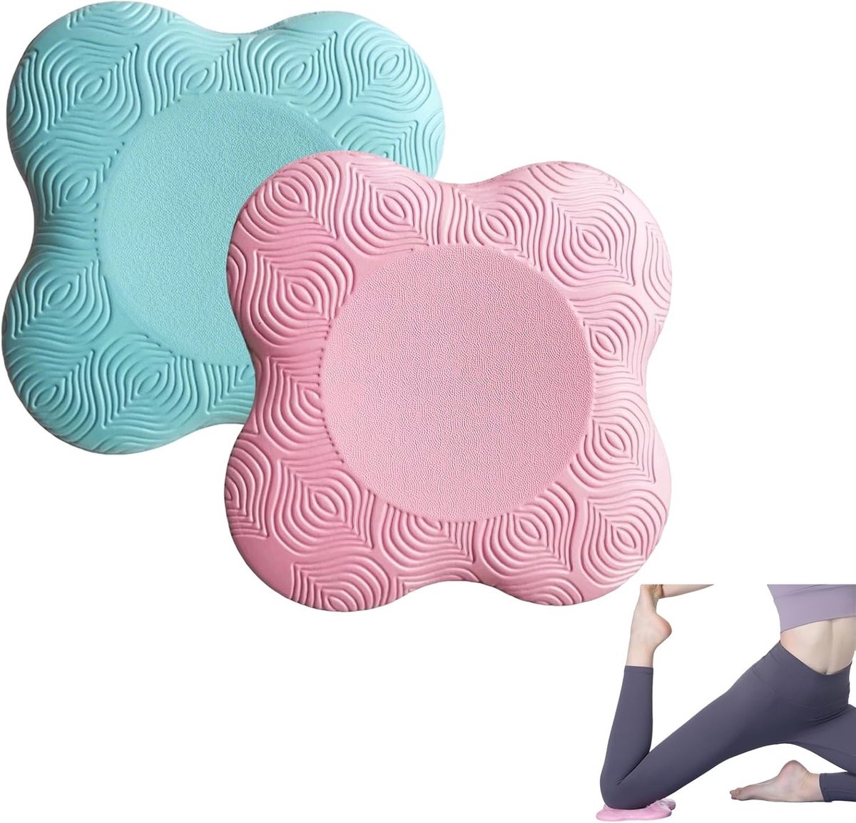 Yoga Knielappen Set van 2 Stuks, Antislip Kniekussens voor Maximale Ondersteuning en Comfort tijdens Yoga, Pilates en Gymnastiek (Roze, Blauw)