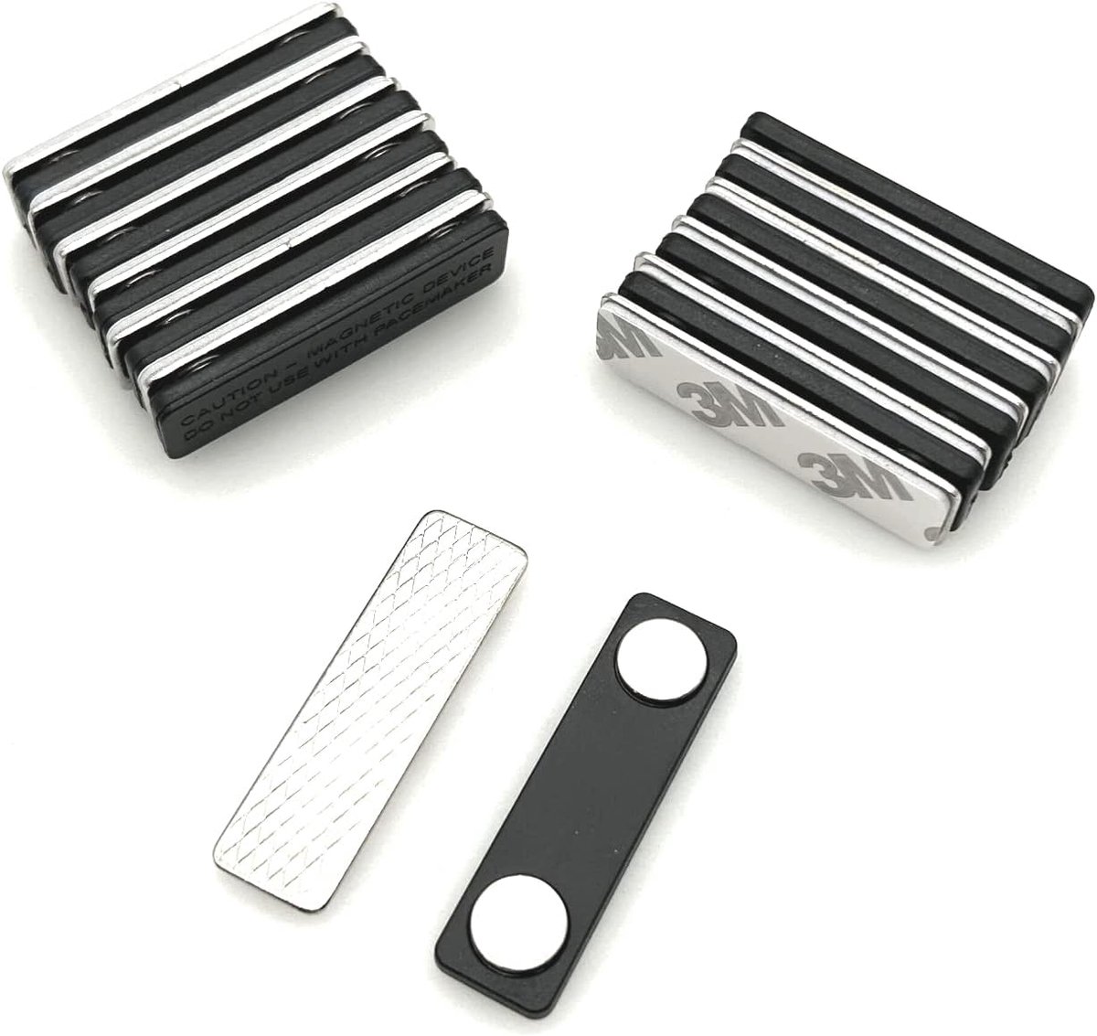 Magnetische naamplaatjes 45 x 13 mm - RVS met sterke magneten - Inclusief 3M tape - Ideaal voor naambadges - ShopVlot