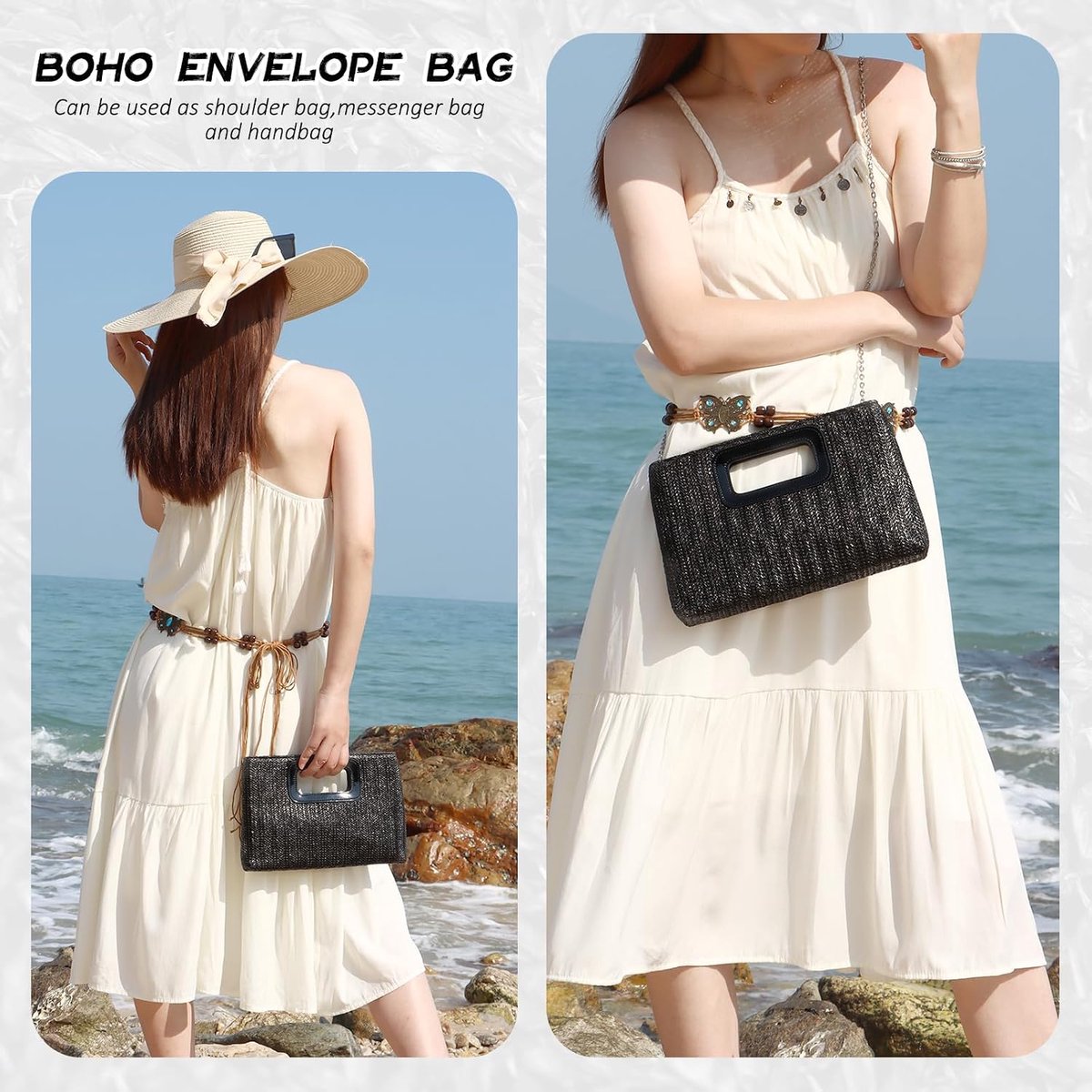 Handtas dames - elegante clutch - raffia ontwerp - perfect voor zomer en feest - ShopVlot