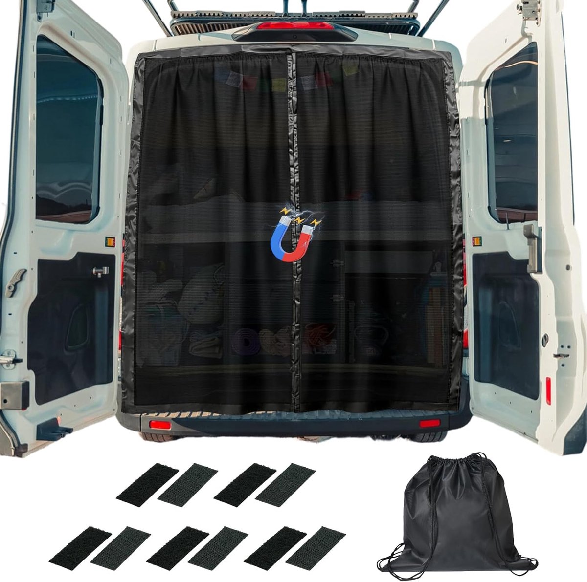 Magnetisch muggennet 200 x 170 cm - voor bestelwagens - schuifdeur - optimale insectenbescherming - ShopVlot