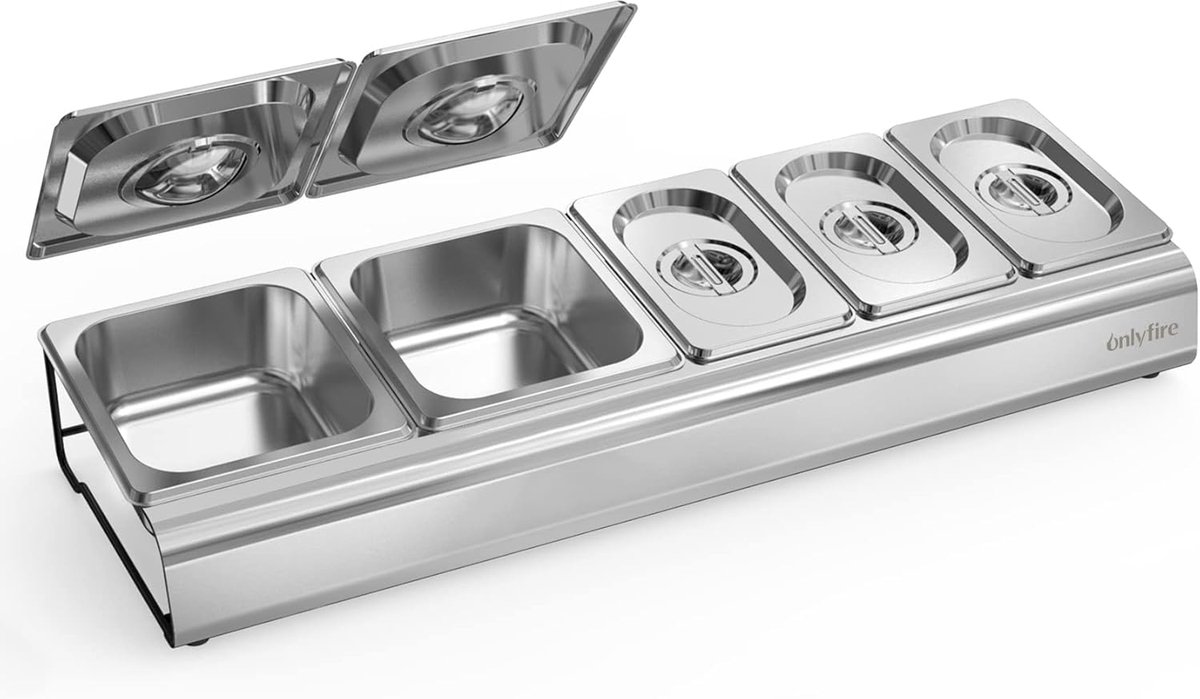 Ingredientcontainer set - 5 stuks - roestvrij staal - perfect voor pizza-ovens - ShopVlot