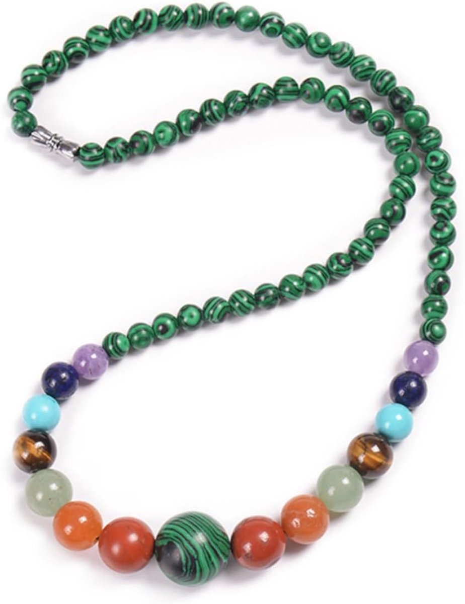 Collana Elegante con Pietre Preziose Naturali, Sfere da 6-14 mm, Multicolore, Gemme Miste, Chiusura a Vite, Lunghezza - ShopVlot