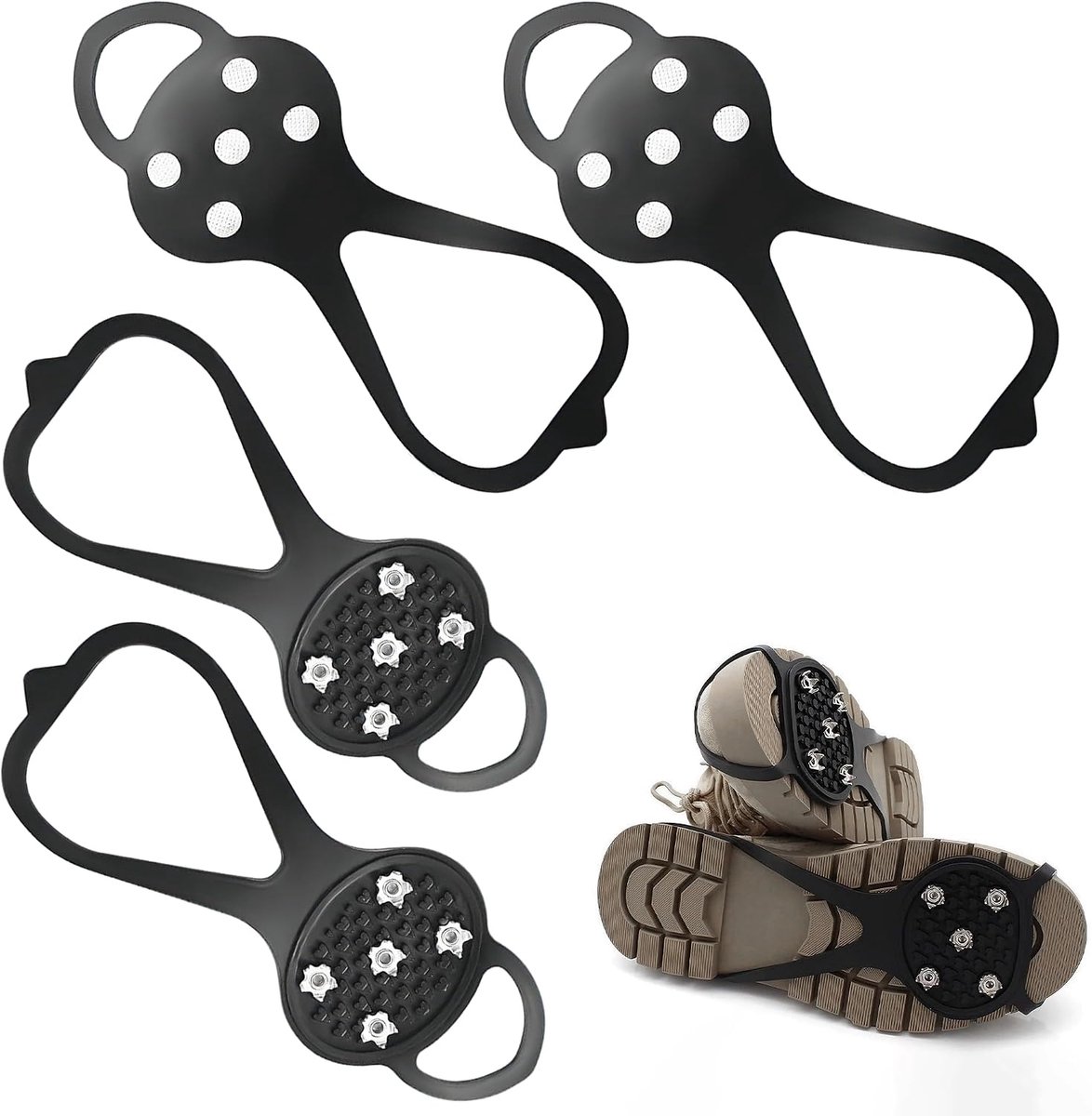 2 paar outdoor stijgijzers van siliconen met sterke grip, universele spikes voor schoenen als antislipbescherming - ShopVlot