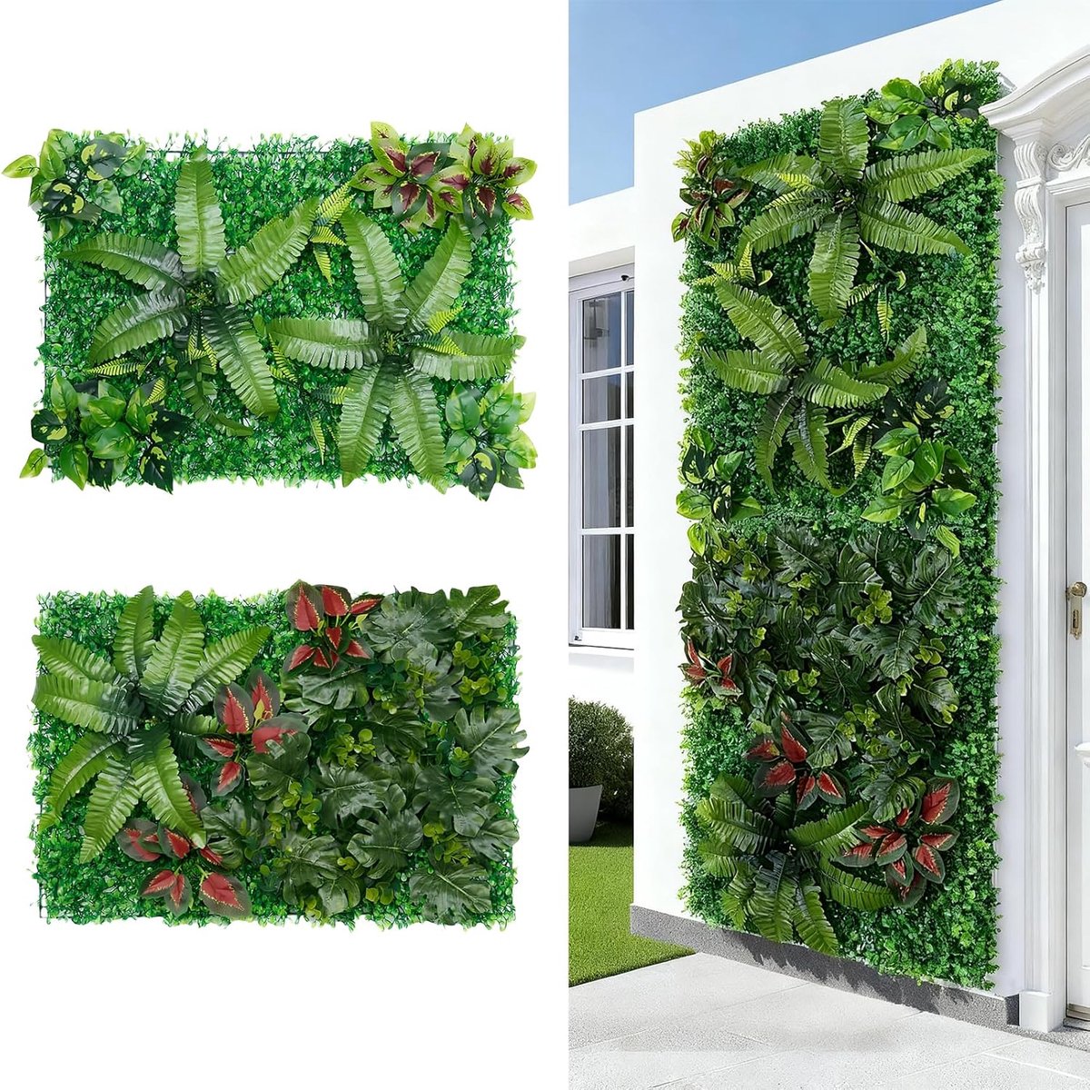 Artificial Plants Set of 2 Realistic Artificial Plant Wall Wall Mounted Indoor Outdoor Plant Wall Artificial Plants - ShopVlot