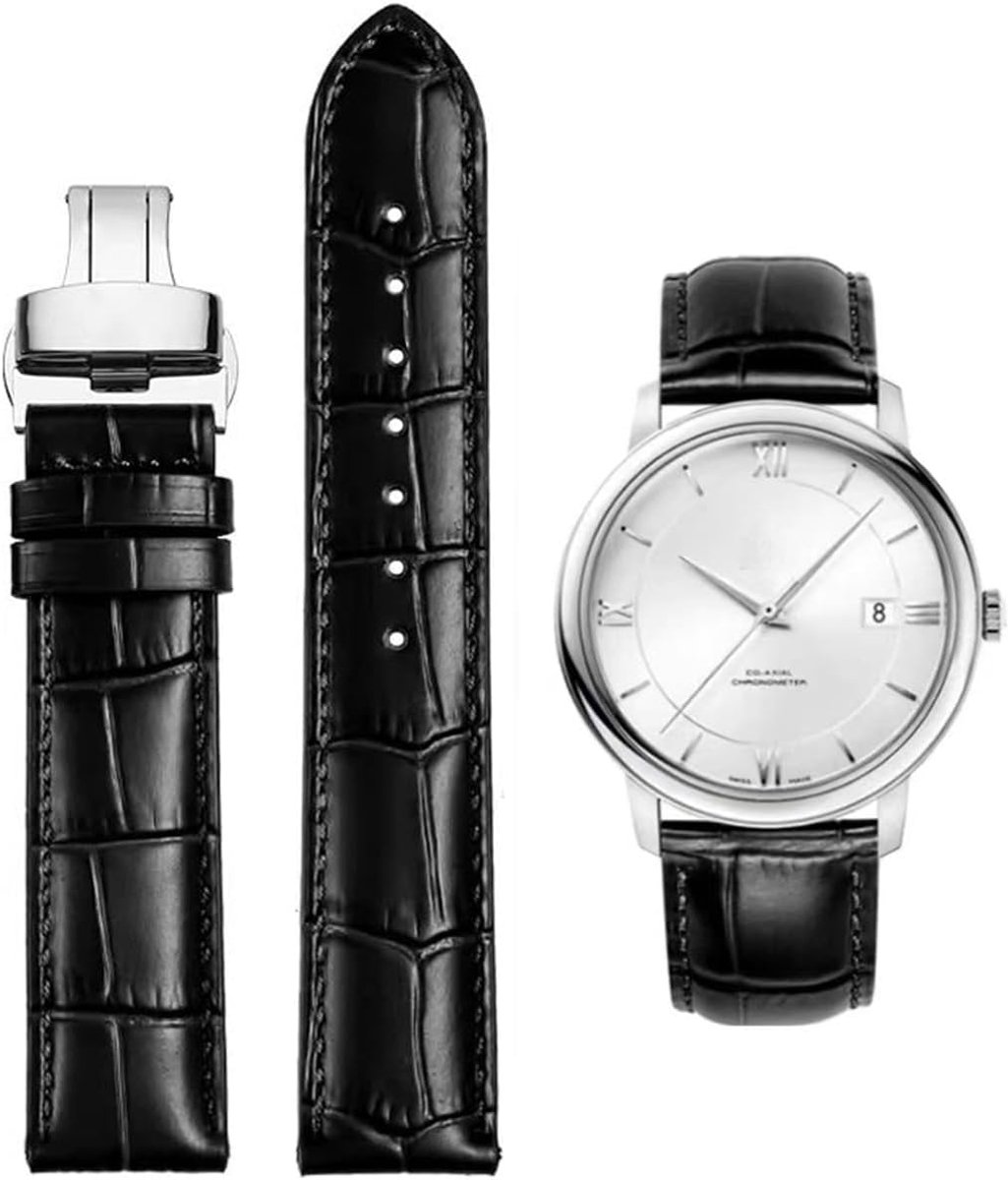 FOUUA Watch Bands Genuine Leather Watch Bands Alligator Embossed Replacement Deployment Clasp Bracelets 12 13 14 15 16 - ShopVlot