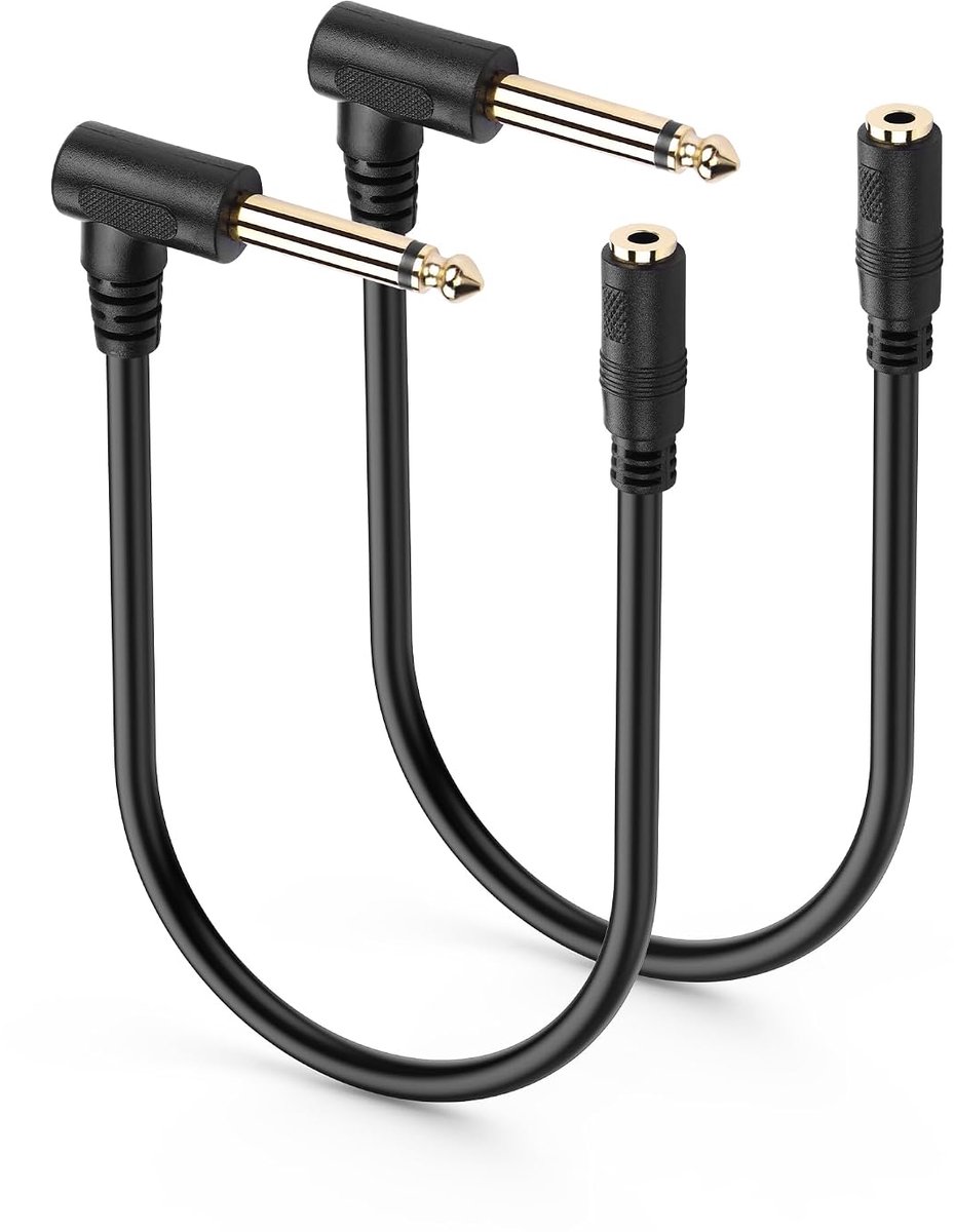 SinLoon 6.35mm Mono Male to 3.5mm Stereo Female Audio Cable, 2pcs TS to TRS Adapters with Gold Coating & Shielding for - ShopVlot
