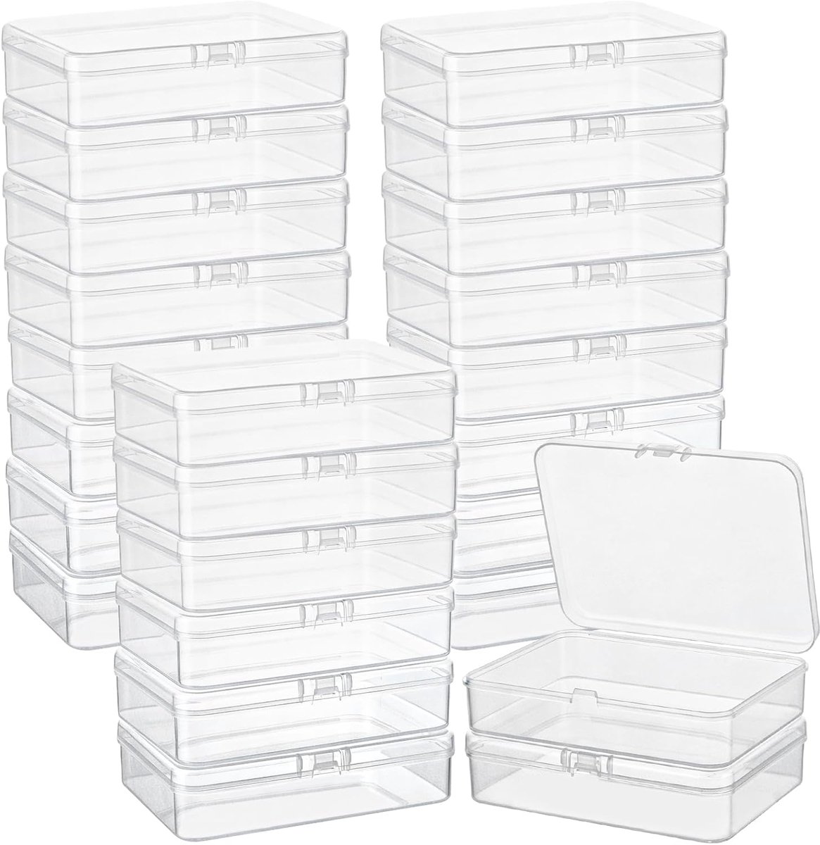 YAYODS 24 stuks 11,5 x 8,3 x 2,8 cm plastic doos met deksel, klein, transparant, knutselorganizer, foto-opbergdoos - ShopVlot