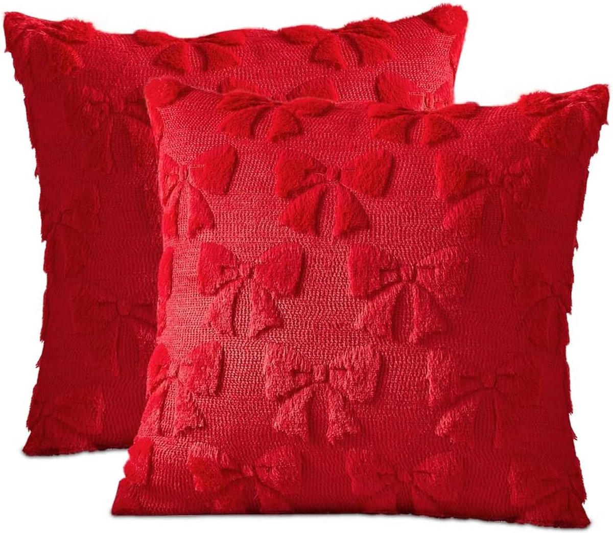 2 Pcs Bowknot Pillow Cases Plush Pillow Covers Decorative Pillow Covers Plush Pillow Cases for Living Room Bedroom - ShopVlot